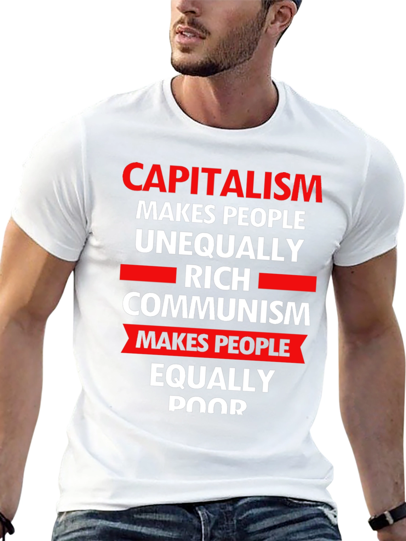 Capitalism vs Communism Slogan Graphic T-Shirt