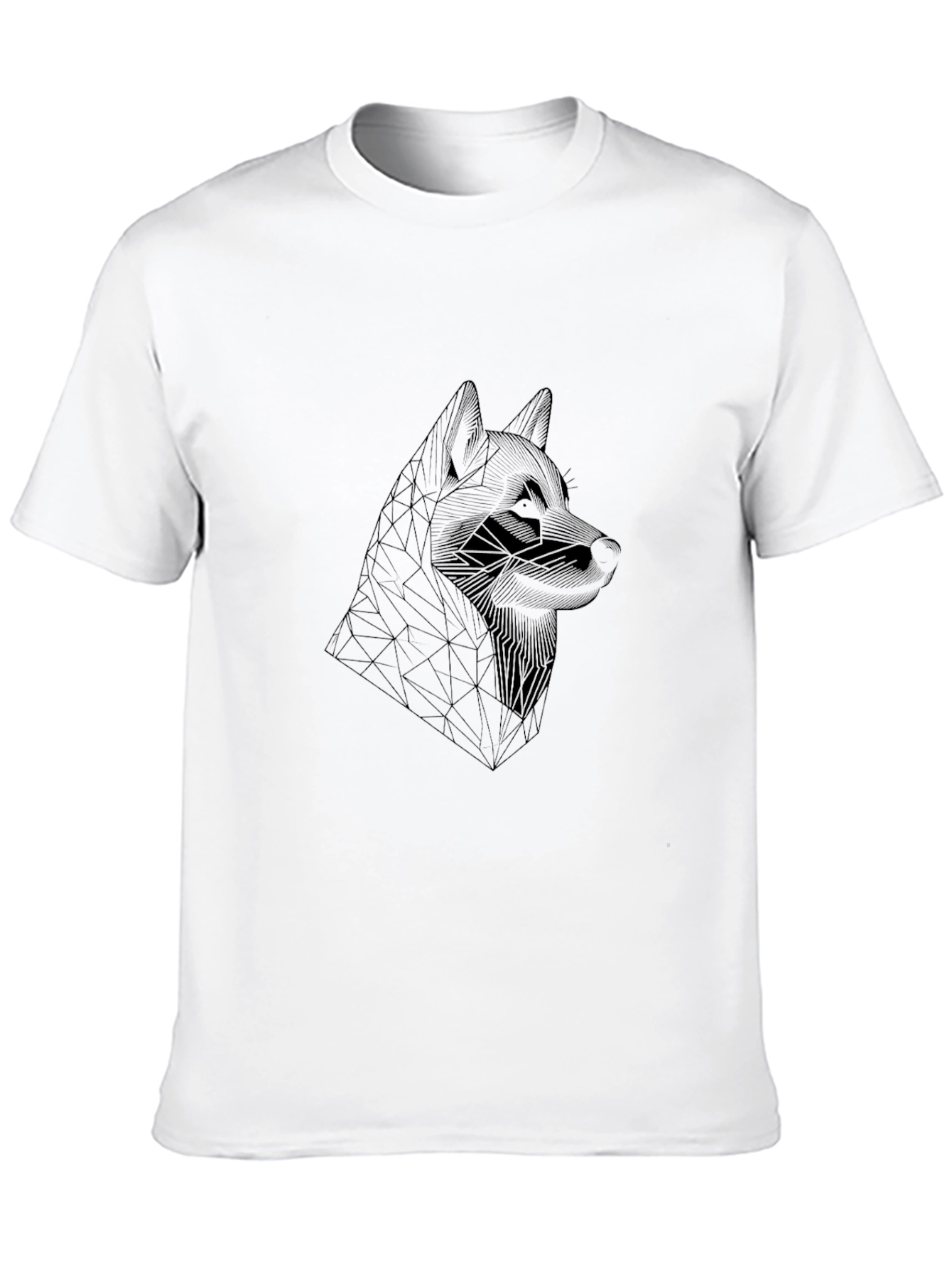 Geometric Wolf Head Black T-Shirt