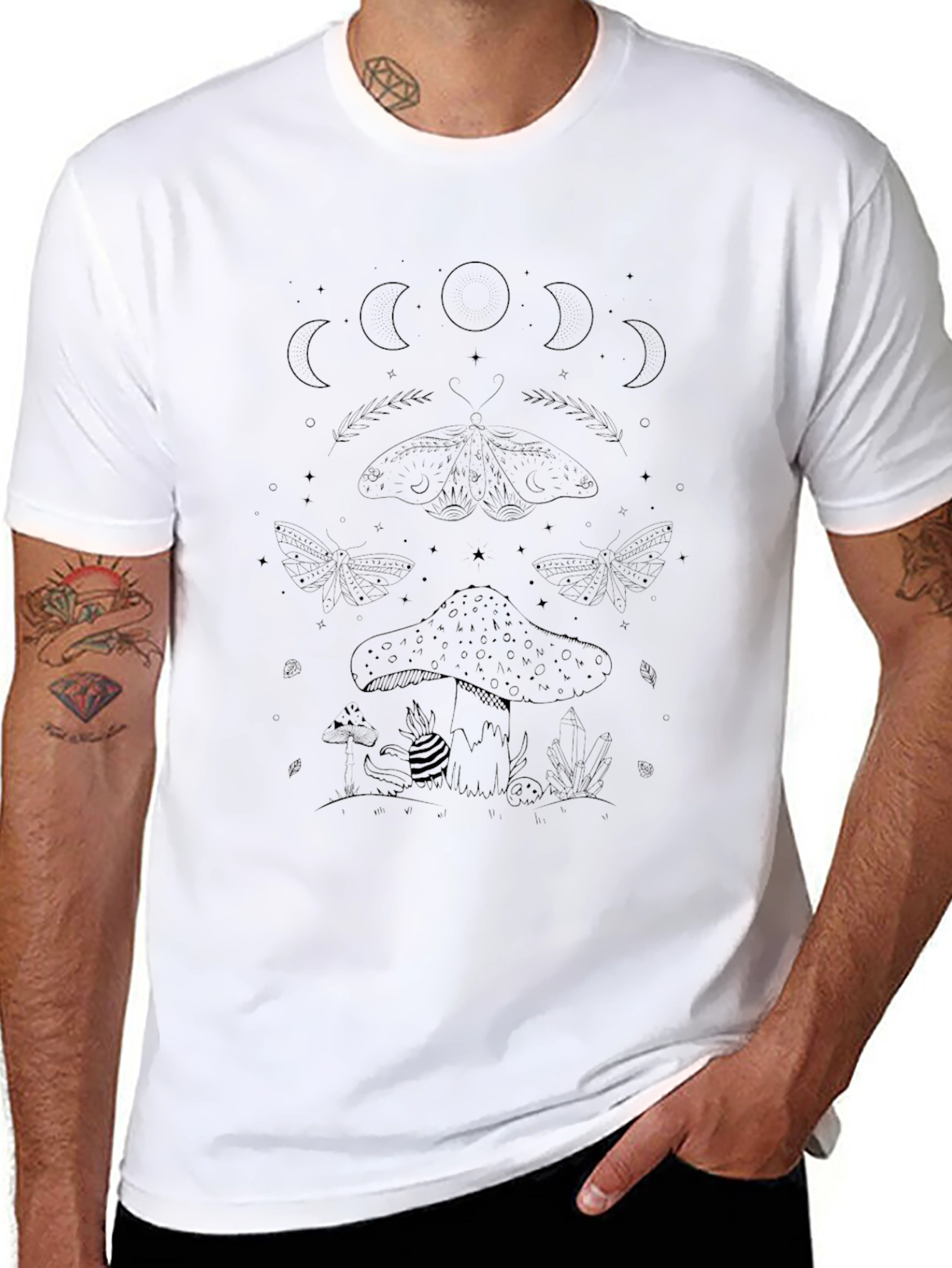 Mushroom Moon Black Graphic Tee