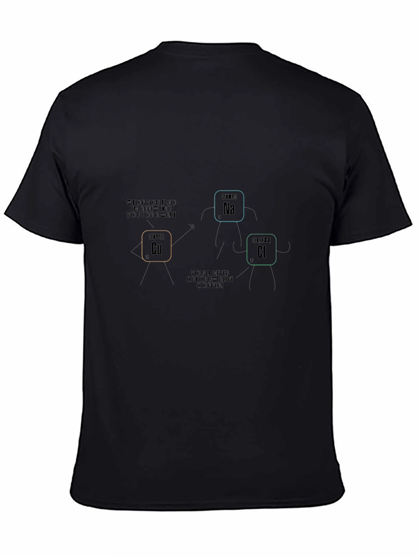 Science Humor Black T-Shirt Copper Salt Arresting Funny