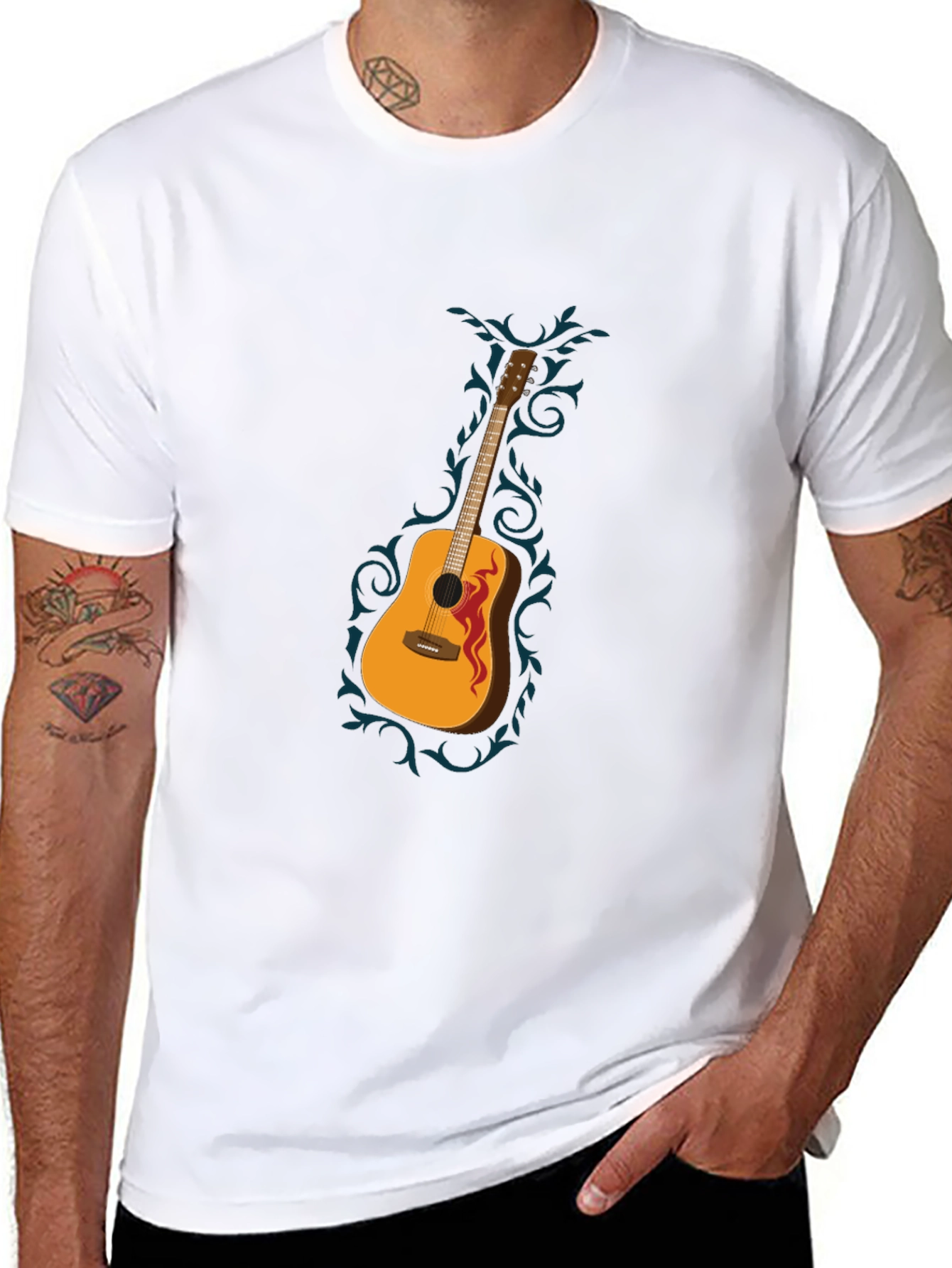 Guitar Graphic Black T-Shirt