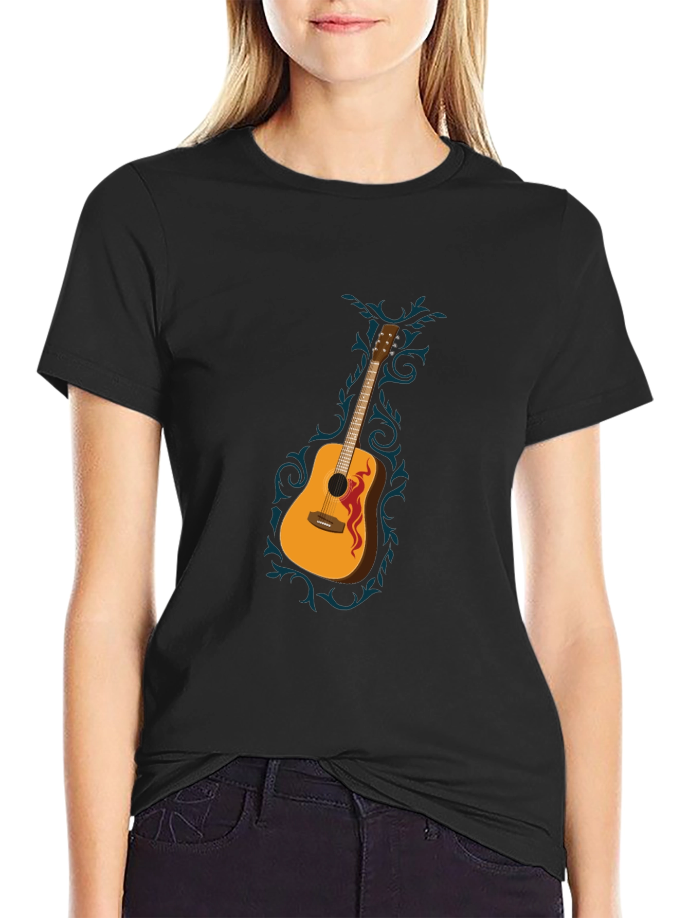 Guitar Graphic Black T-Shirt