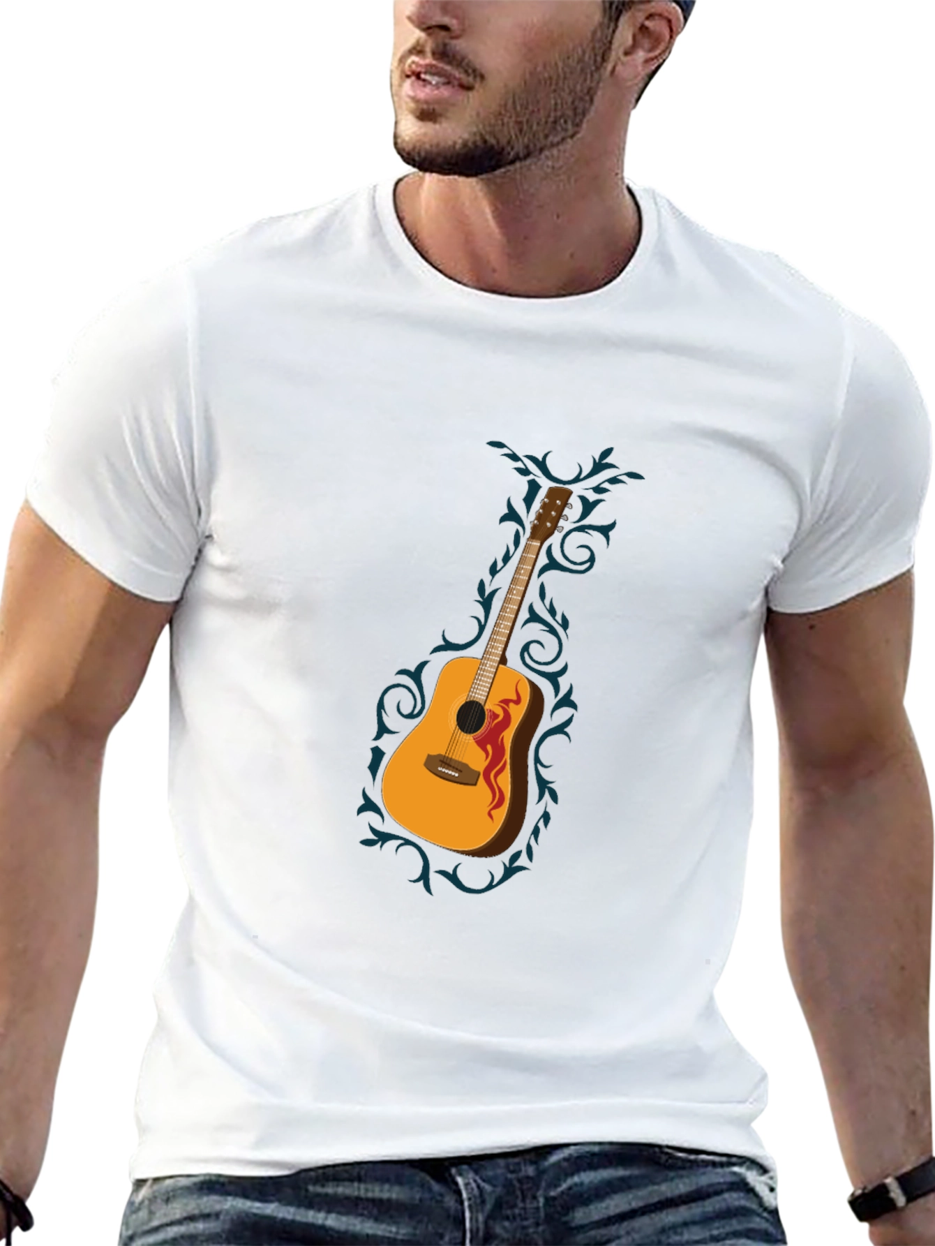 Guitar Graphic Black T-Shirt