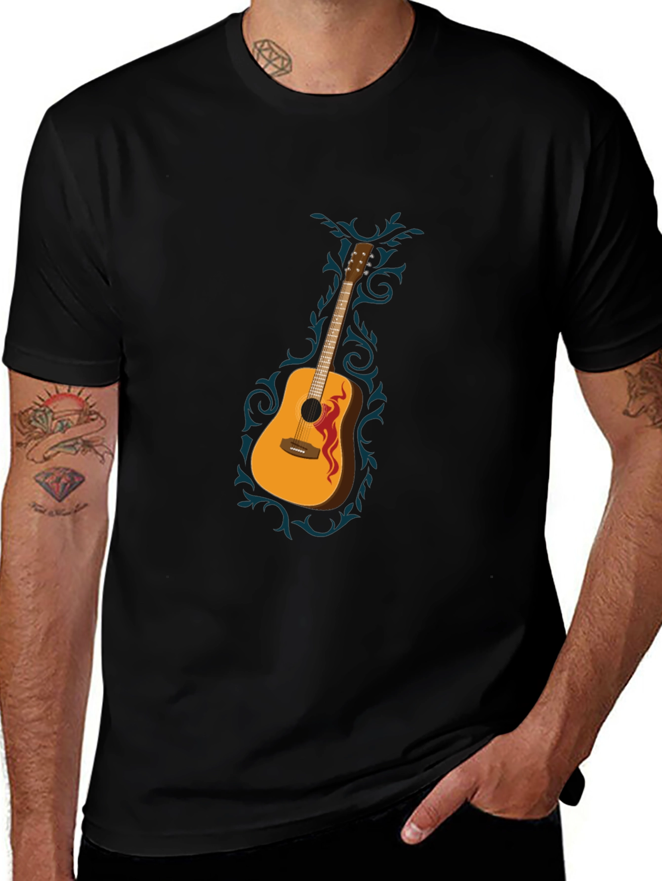 Guitar Graphic Black T-Shirt
