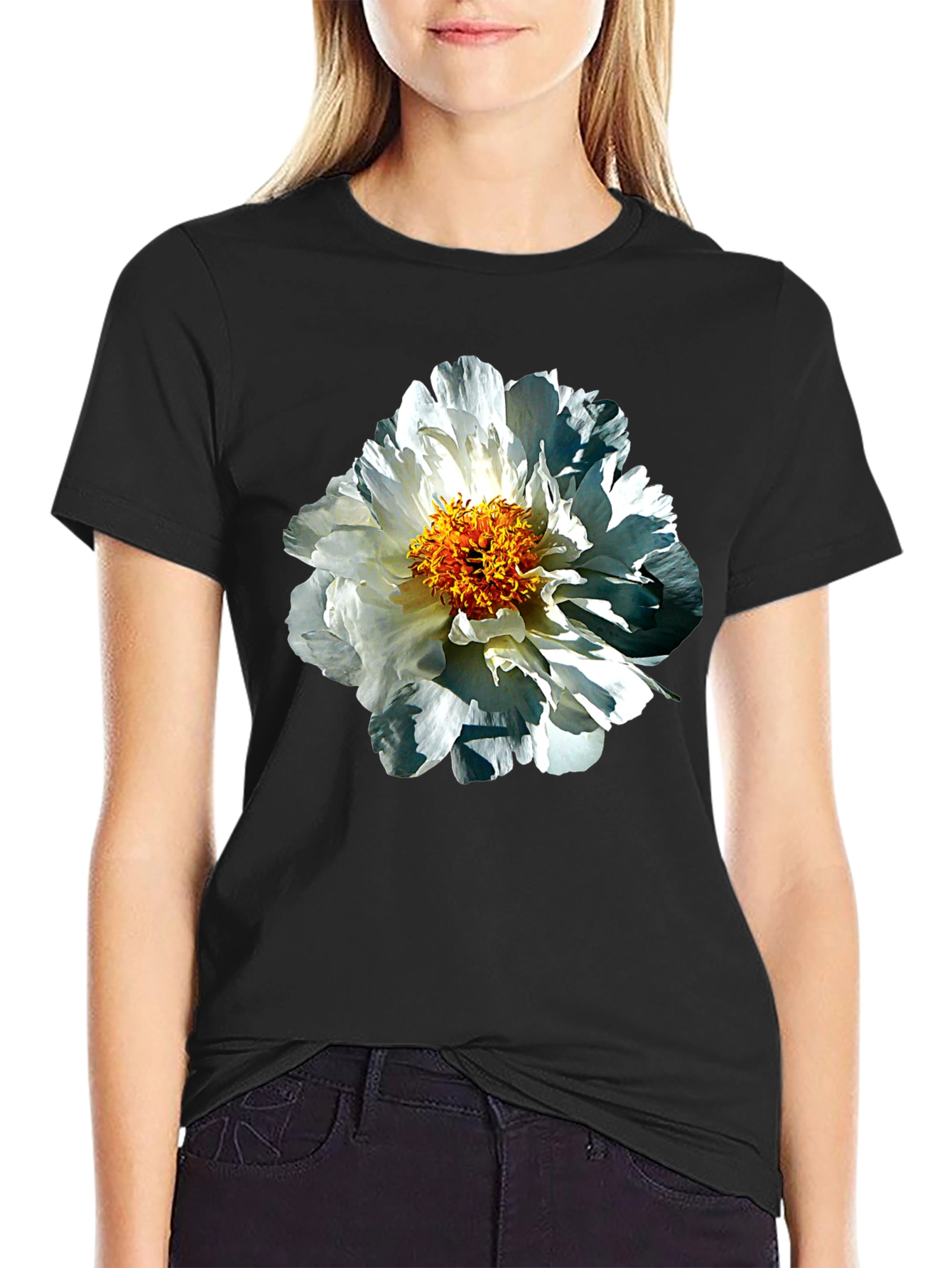 Floral Print Black T-Shirt