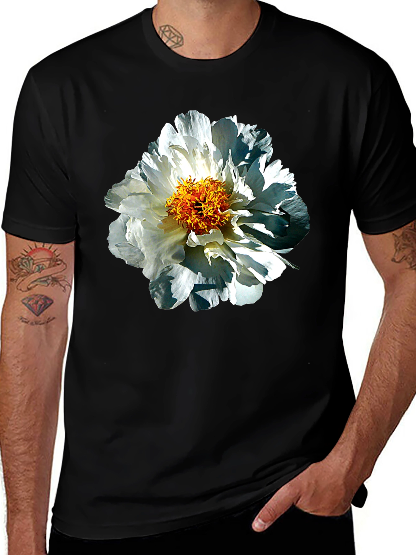 Floral Print Black T-Shirt