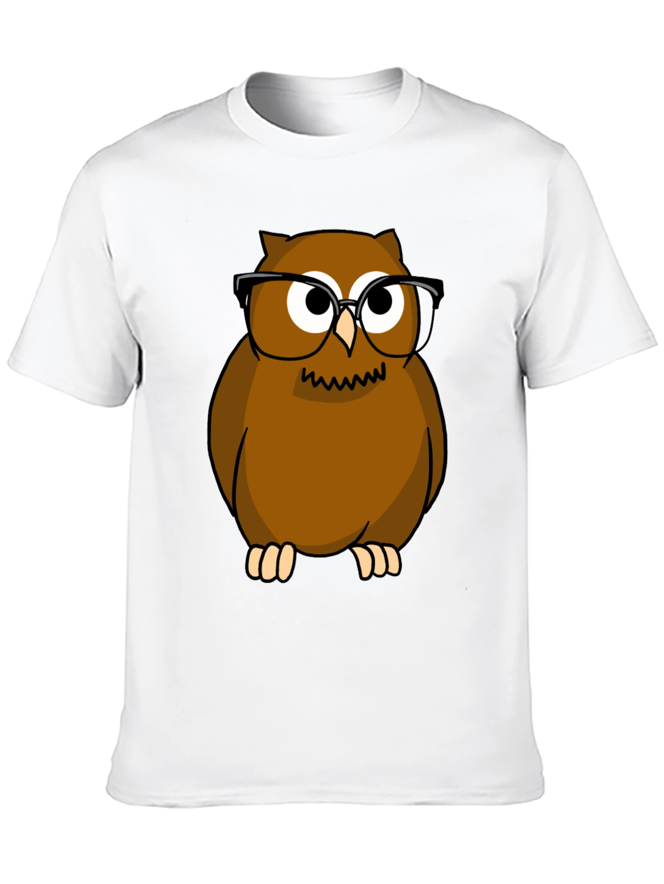 Owl with Glasses Graphic Tee - Black Cotton Shirt