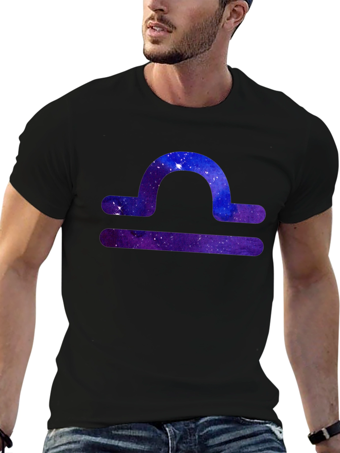 Libra Zodiac Galaxy T-Shirt - Black