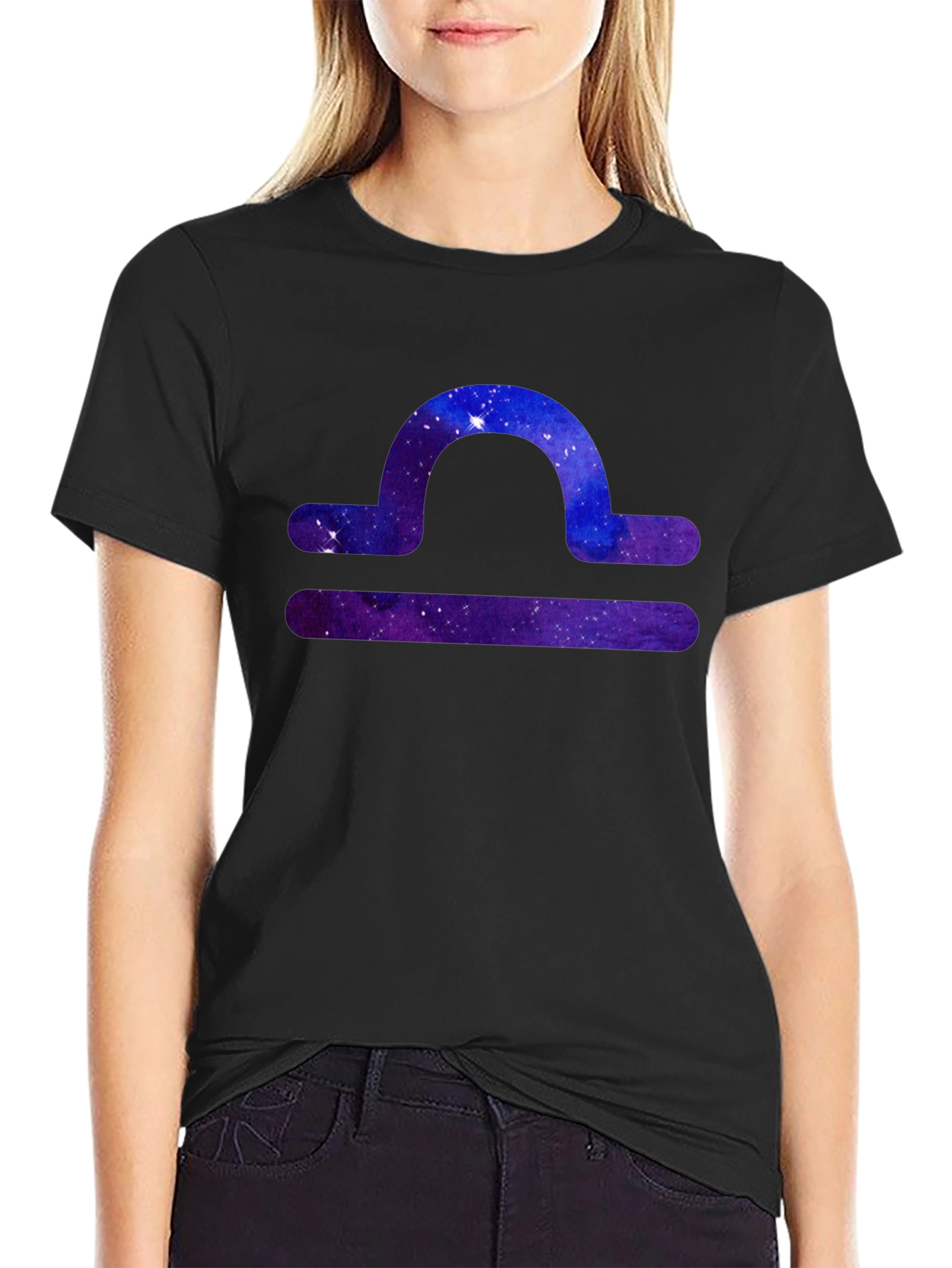 Libra Zodiac Galaxy T-Shirt - Black