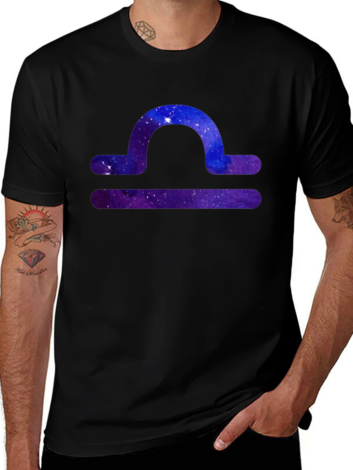 Libra Zodiac Galaxy T-Shirt - Black