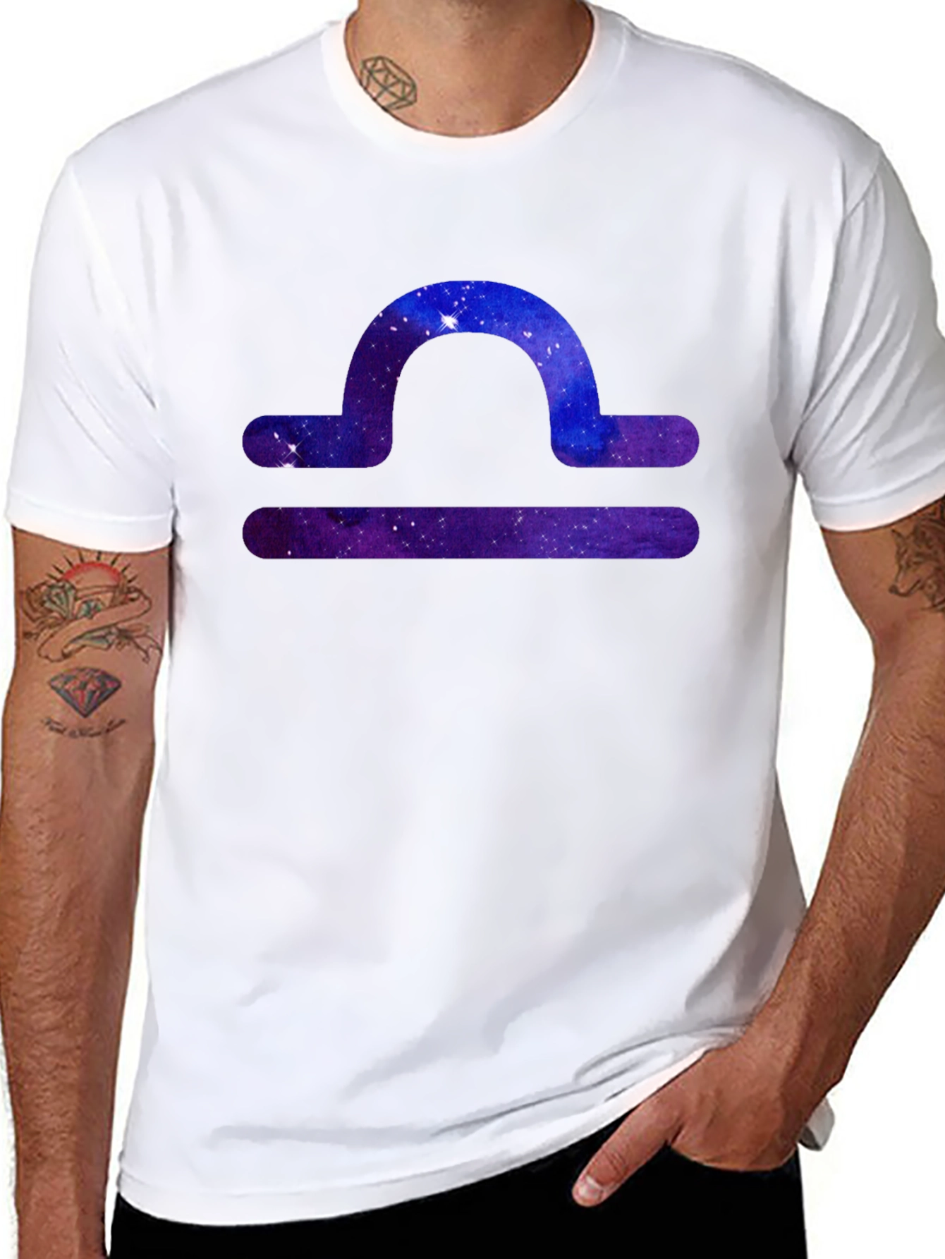 Libra Zodiac Galaxy T-Shirt - Black