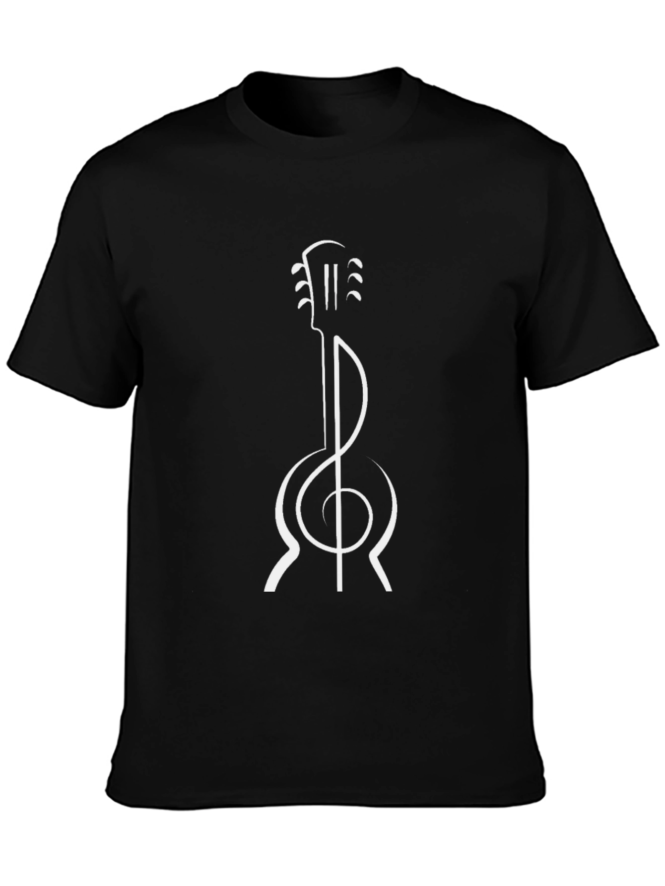 Guitar Treble Clef Black T-Shirt - Music Lover Tee