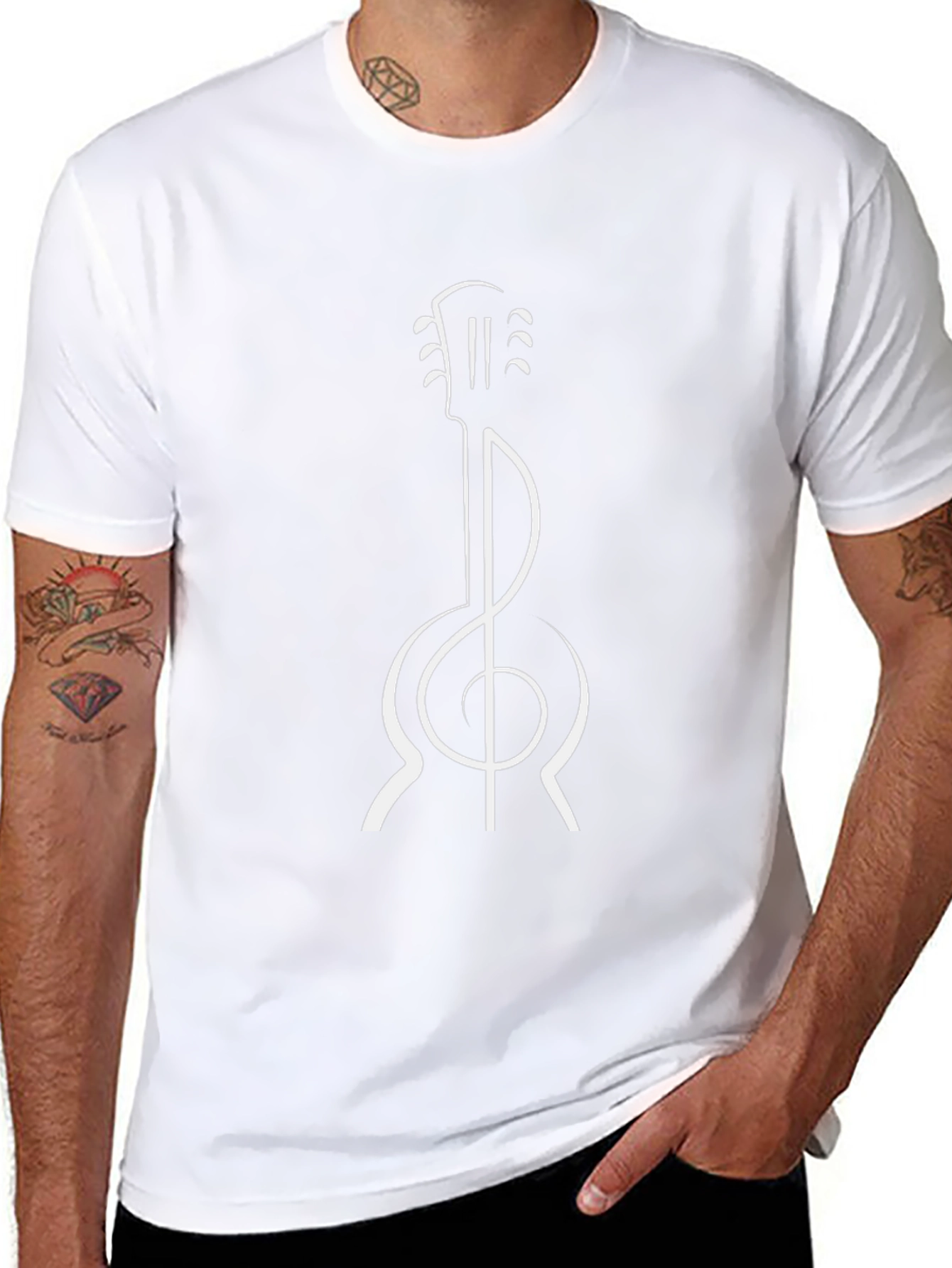 Guitar Treble Clef Black T-Shirt - Music Lover Tee
