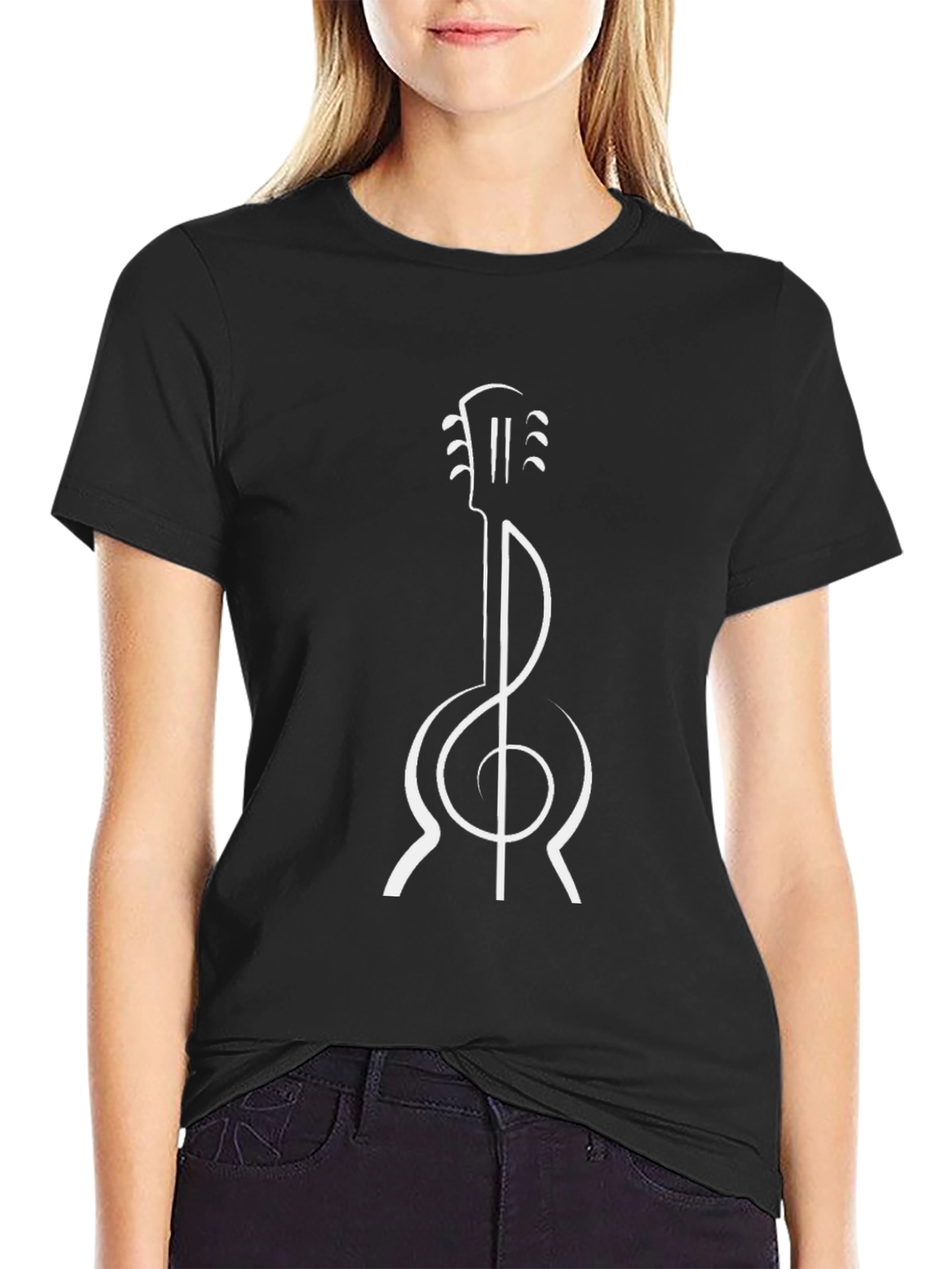 Guitar Treble Clef Black T-Shirt - Music Lover Tee