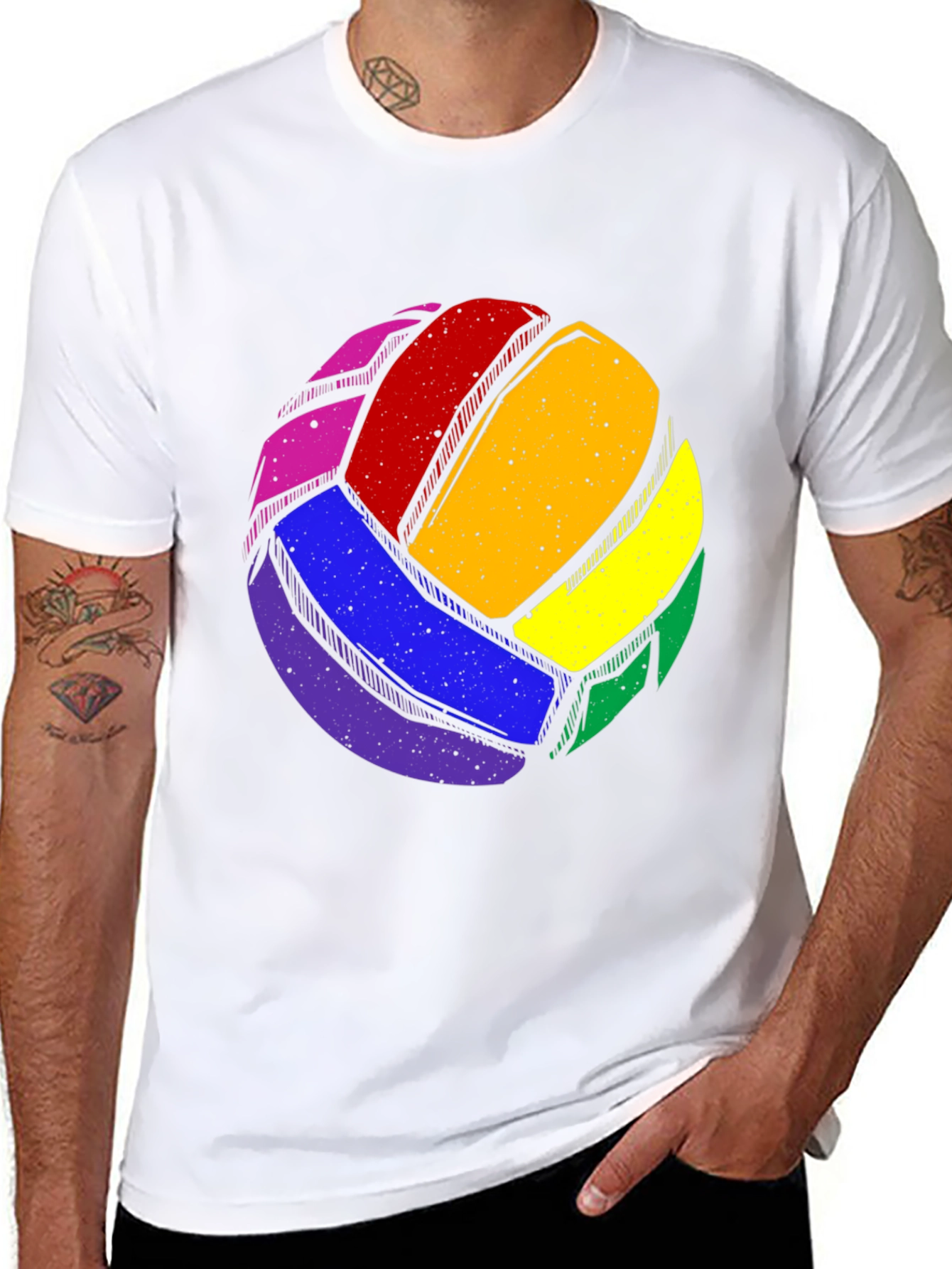 Rainbow Volleyball Graphic Tee - Pride Sportswear