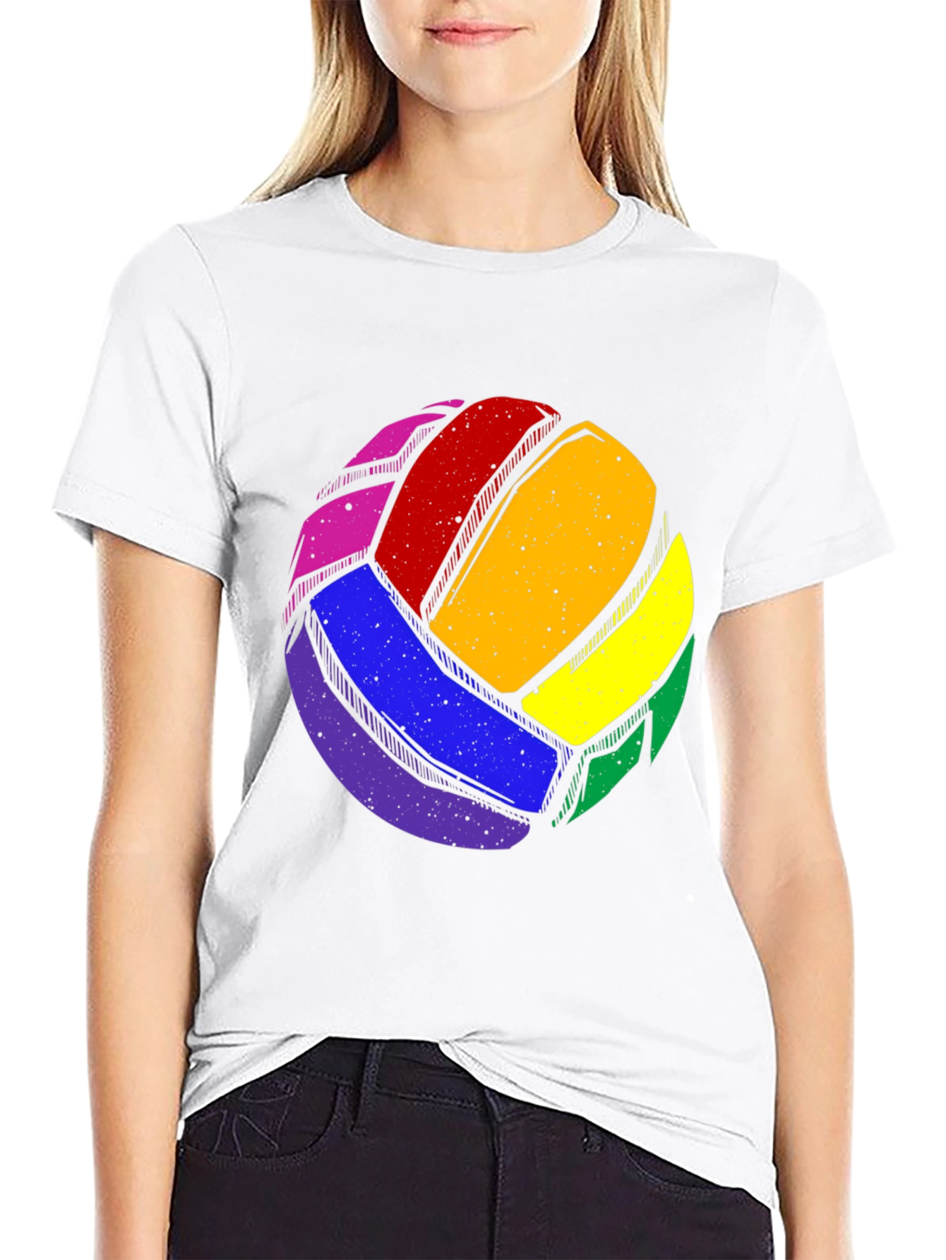 Rainbow Volleyball Graphic Tee - Pride Sportswear