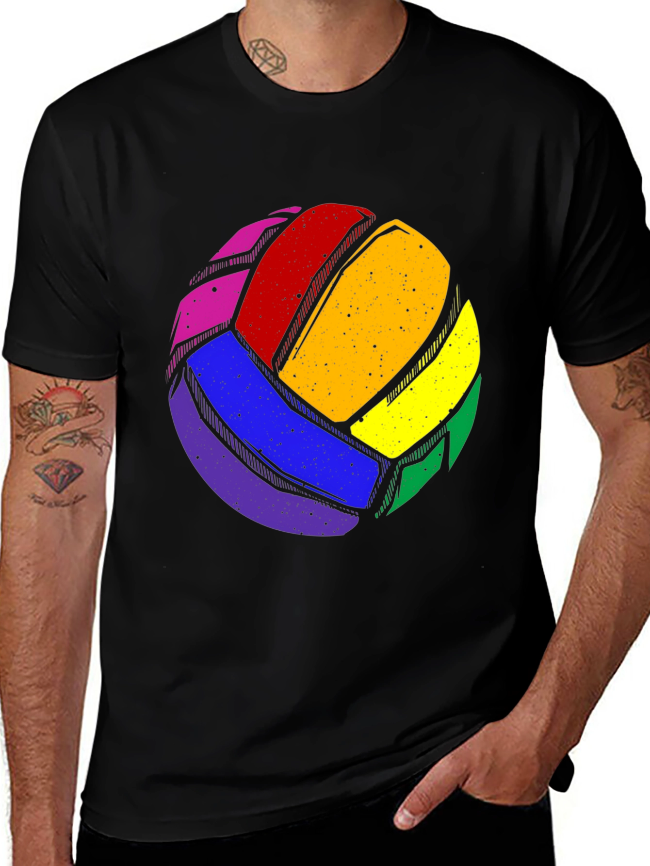 Rainbow Volleyball Graphic Tee - Pride Sportswear