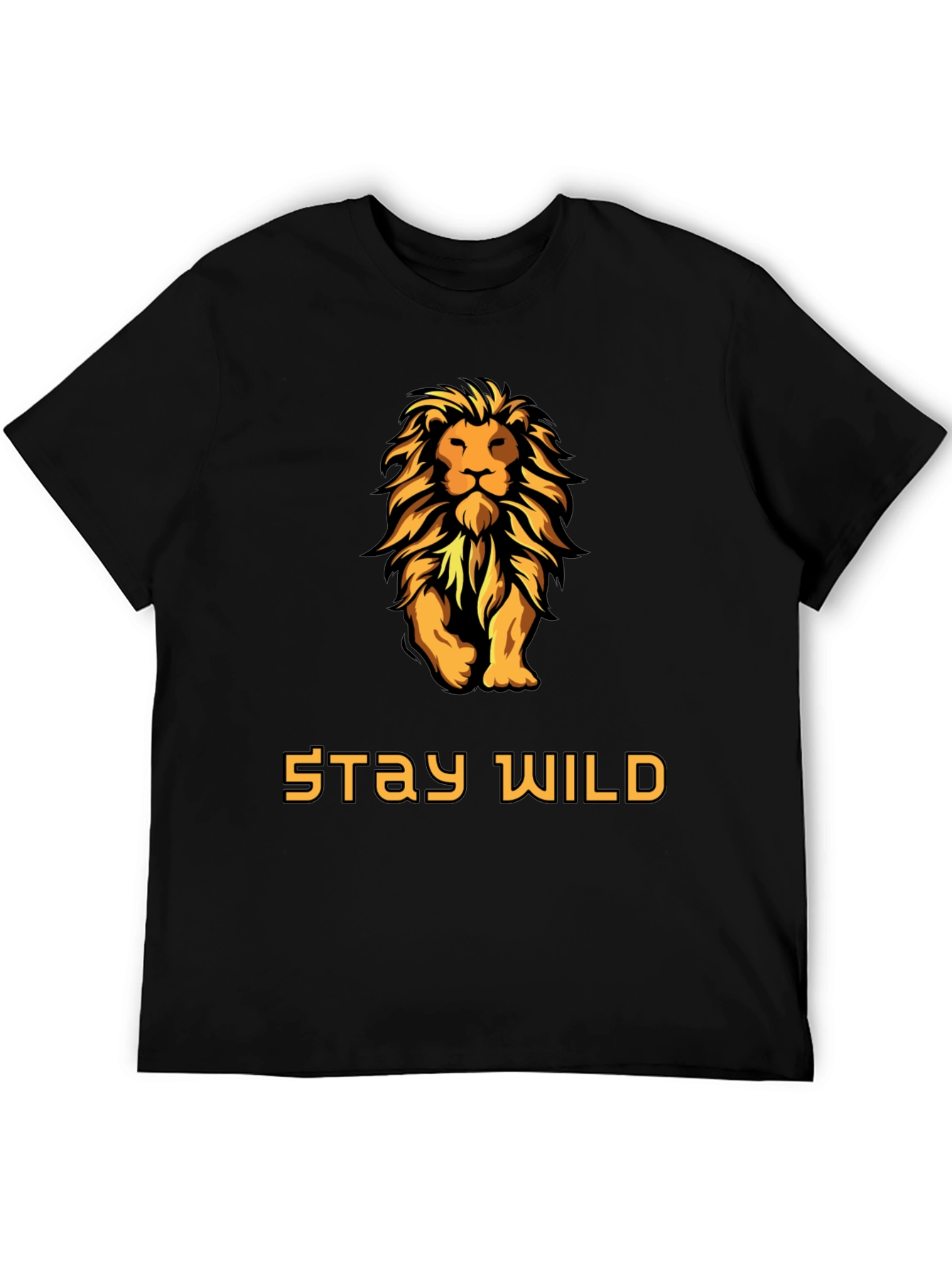 Stay Wild Lion Graphic T-Shirt - Bold Black Tee