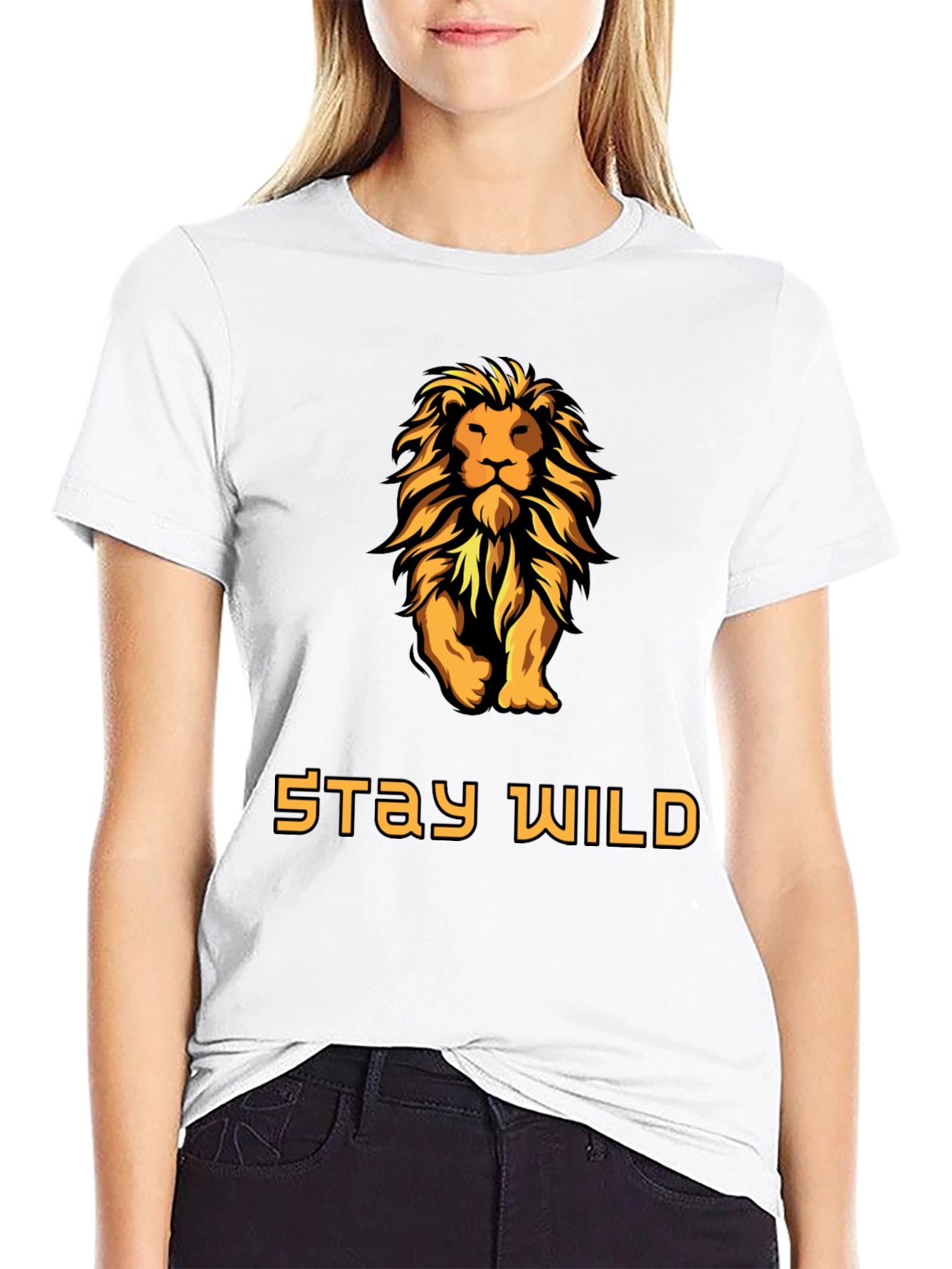 Stay Wild Lion Graphic T-Shirt - Bold Black Tee