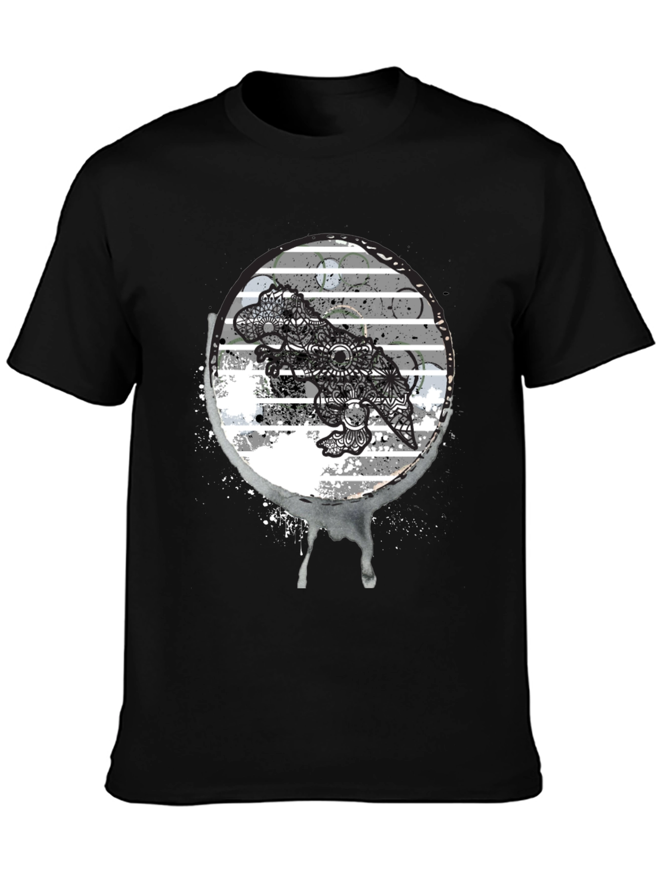 Dino Mandala Graphic Tee - Black T-Shirt