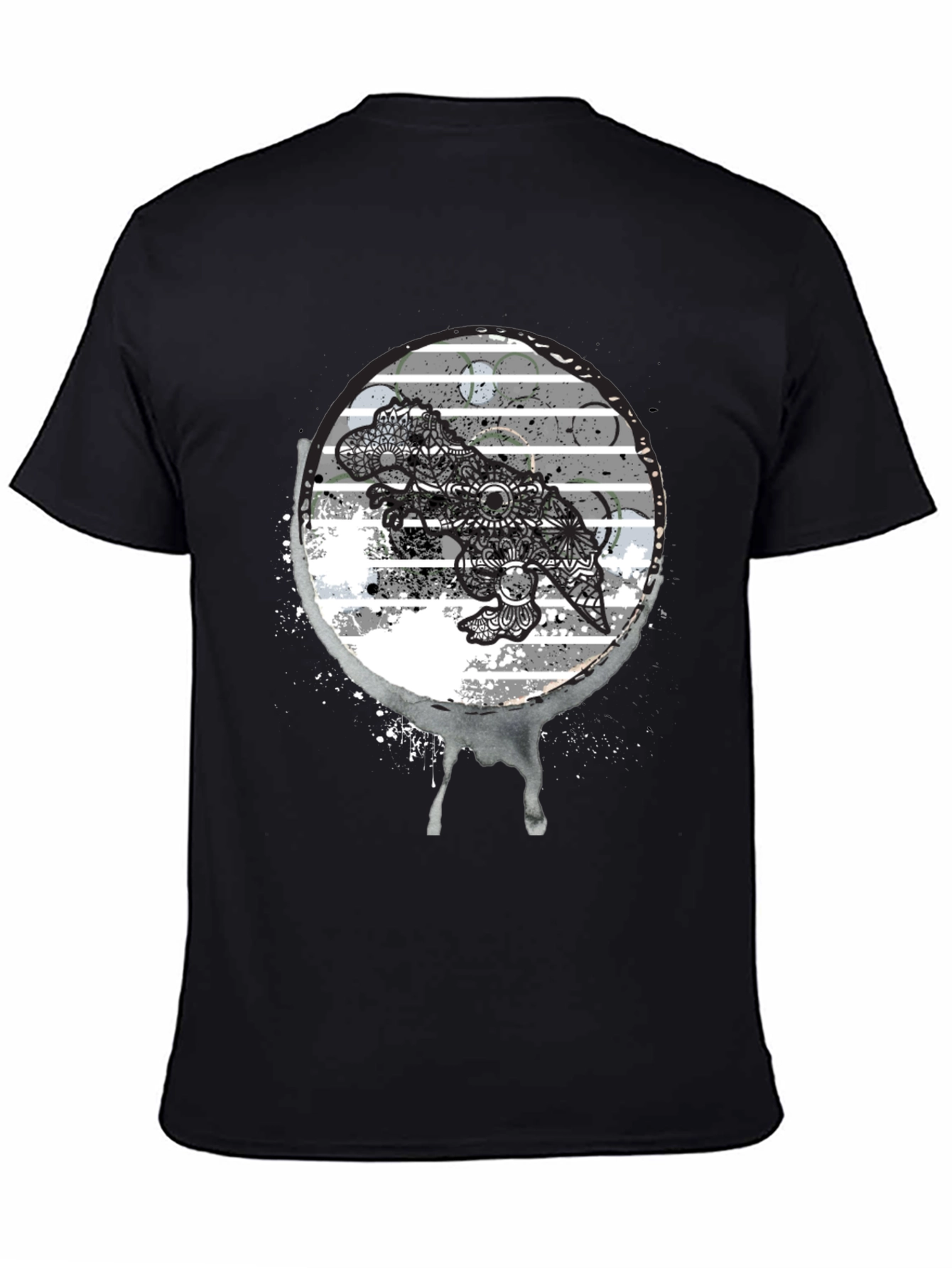 Dino Mandala Graphic Tee - Black T-Shirt