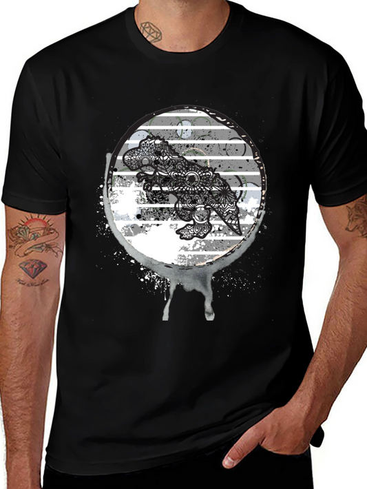 Dino Mandala Graphic Tee - Black T-Shirt