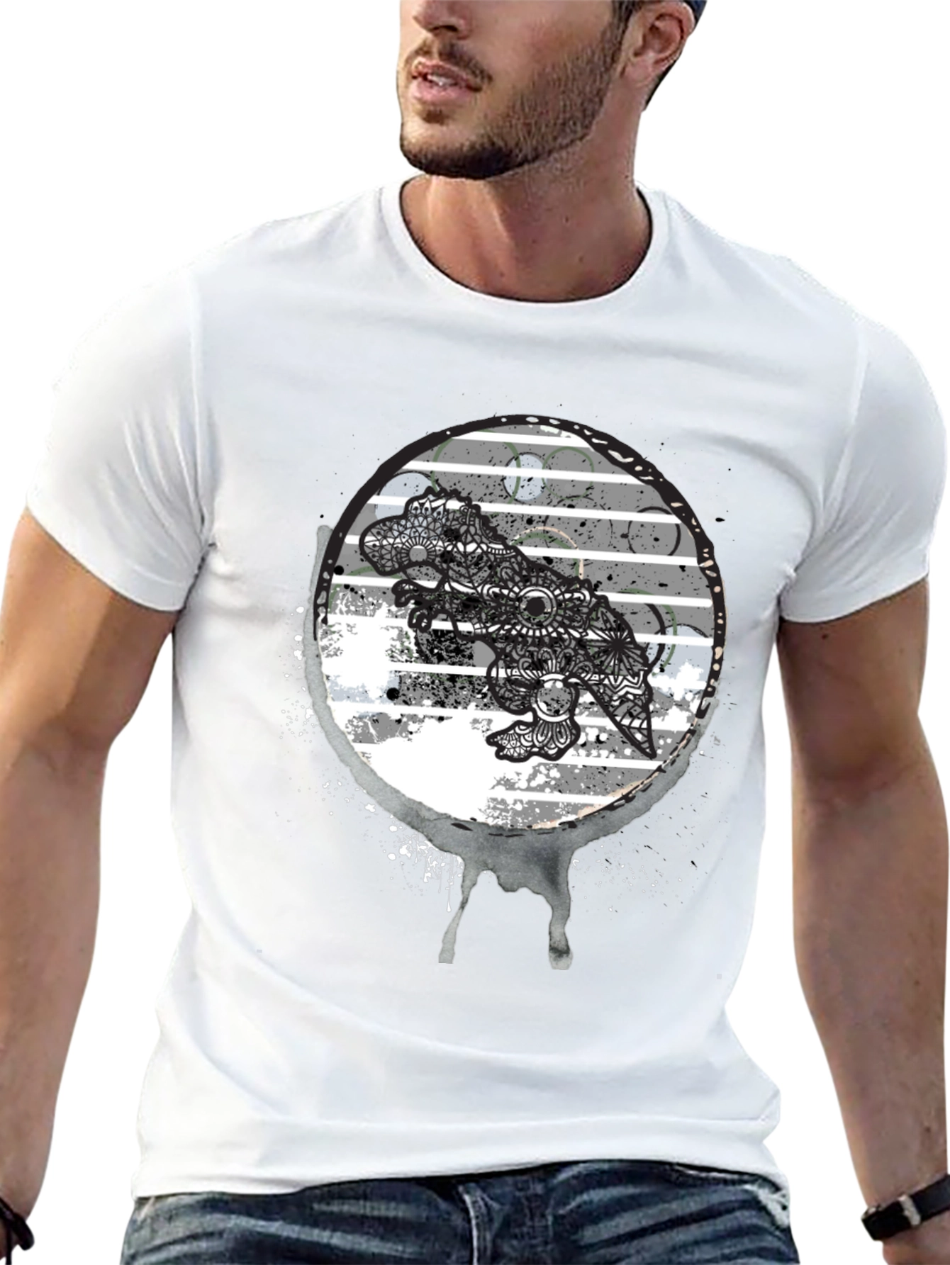 Dino Mandala Graphic Tee - Black T-Shirt