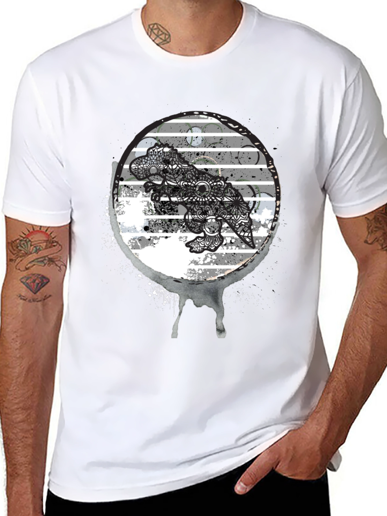Dino Mandala Graphic Tee - Black T-Shirt
