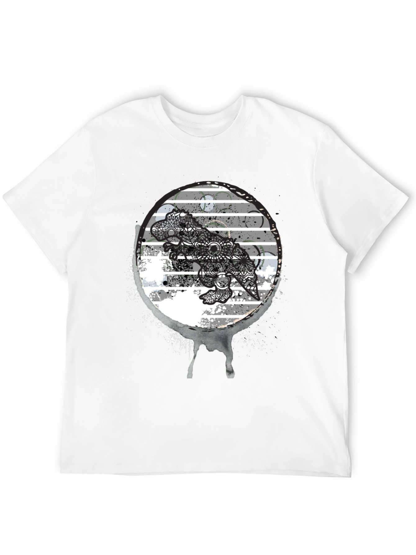 Dino Mandala Graphic Tee - Black T-Shirt