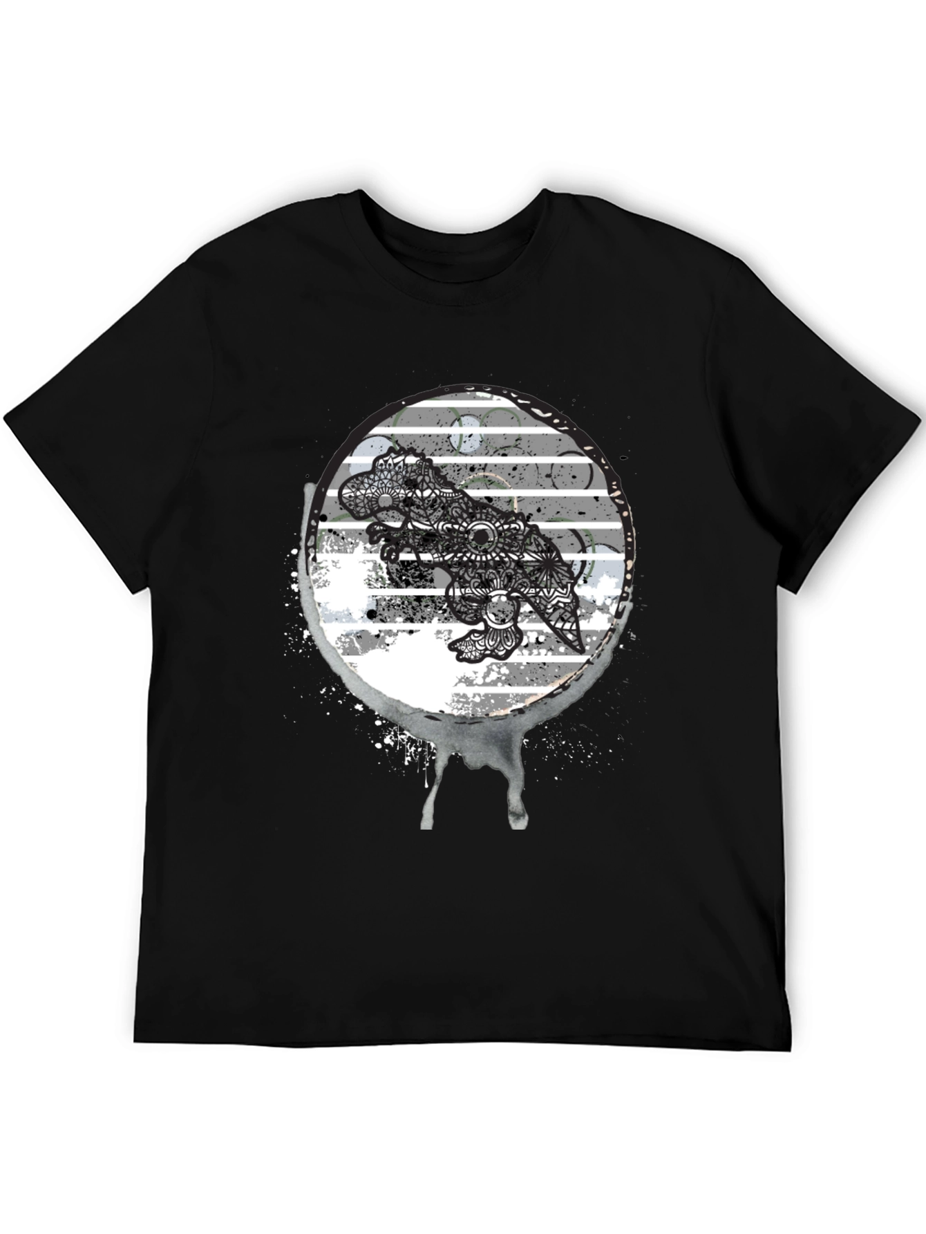 Dino Mandala Graphic Tee - Black T-Shirt
