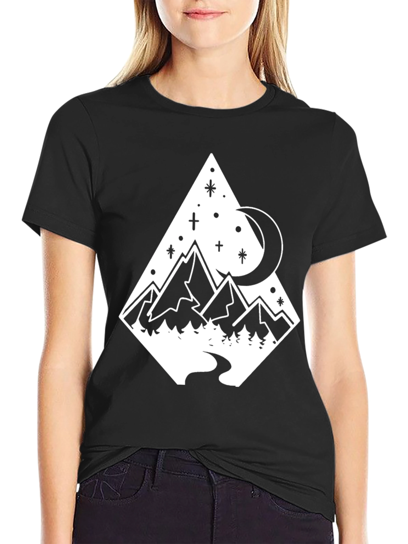 Mountain Moon Graphic Tee - Nature Lover T-Shirt