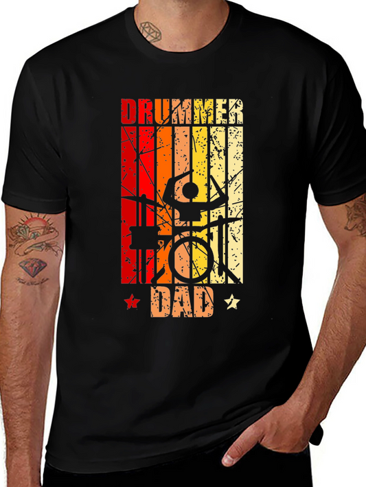 Drummer Dad T-Shirt - Retro Vintage Style