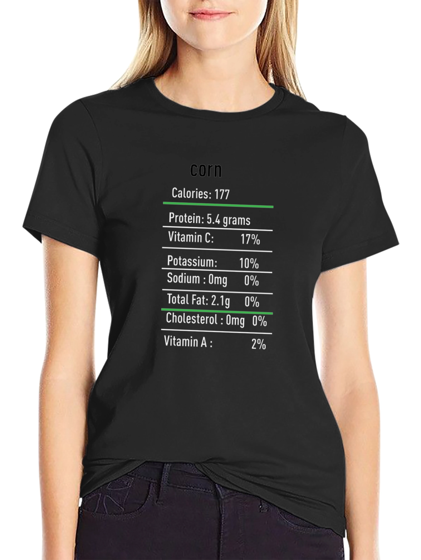 Corn Nutrition Facts Black T-Shirt