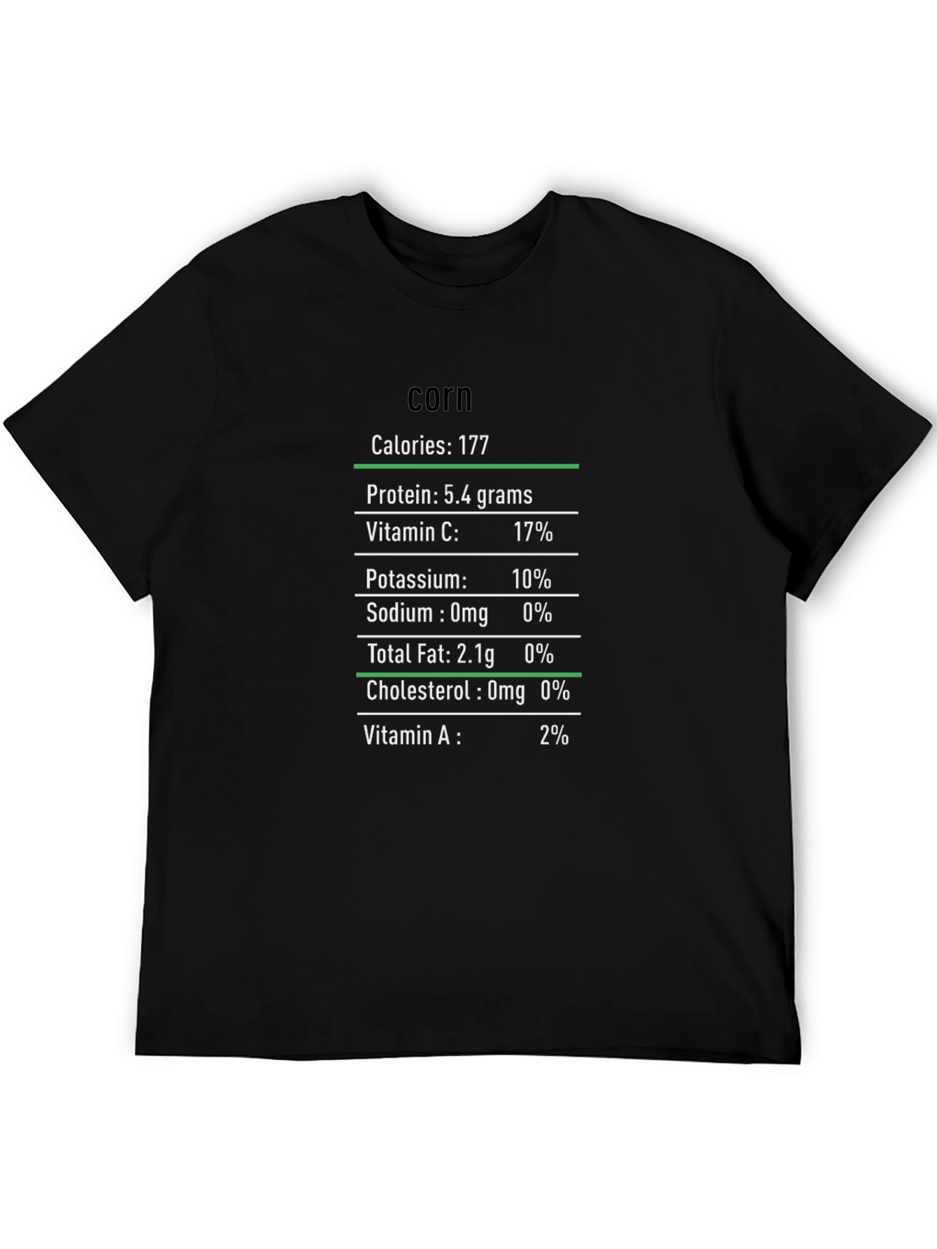 Corn Nutrition Facts Black T-Shirt