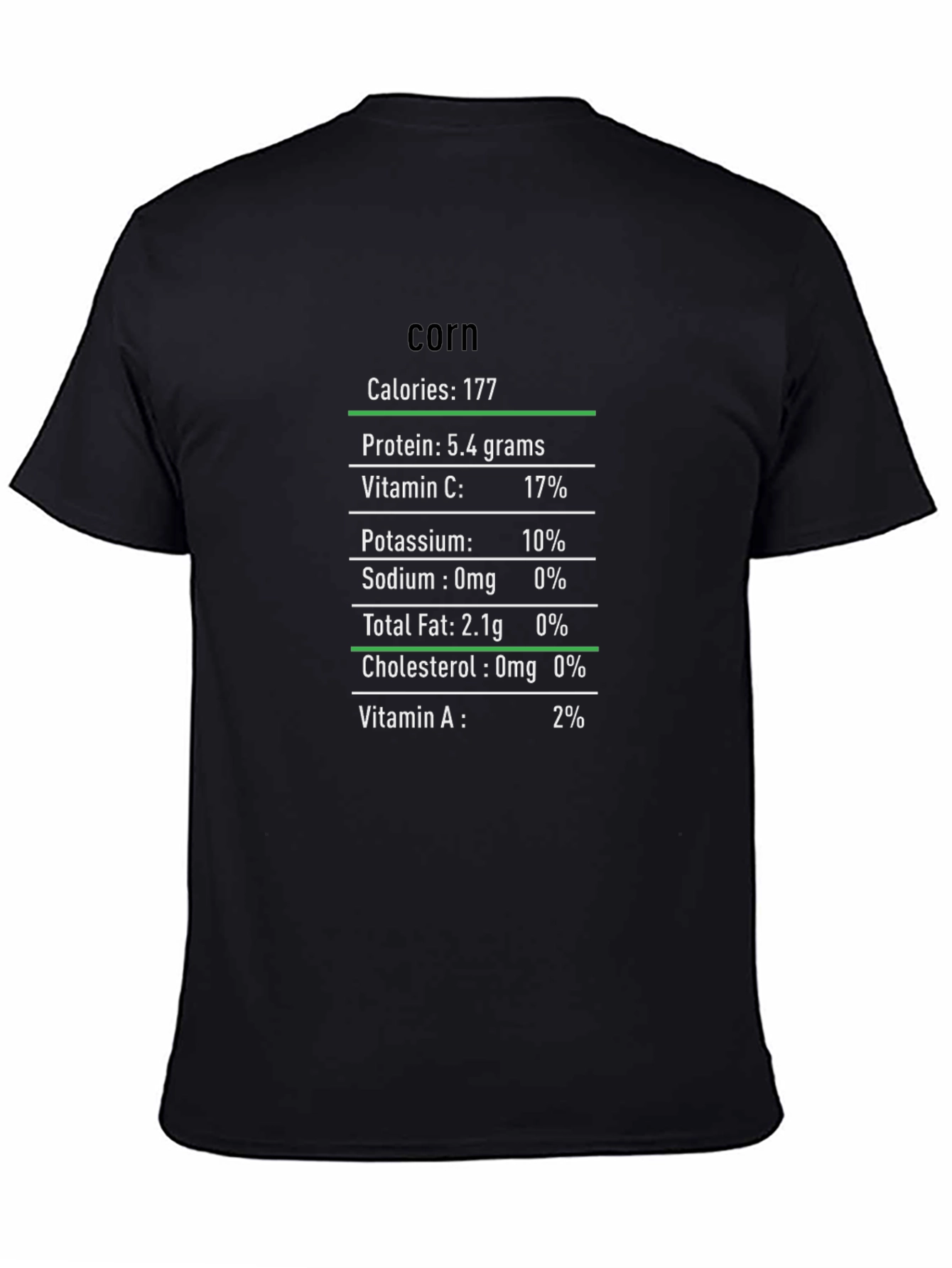Corn Nutrition Facts Black T-Shirt