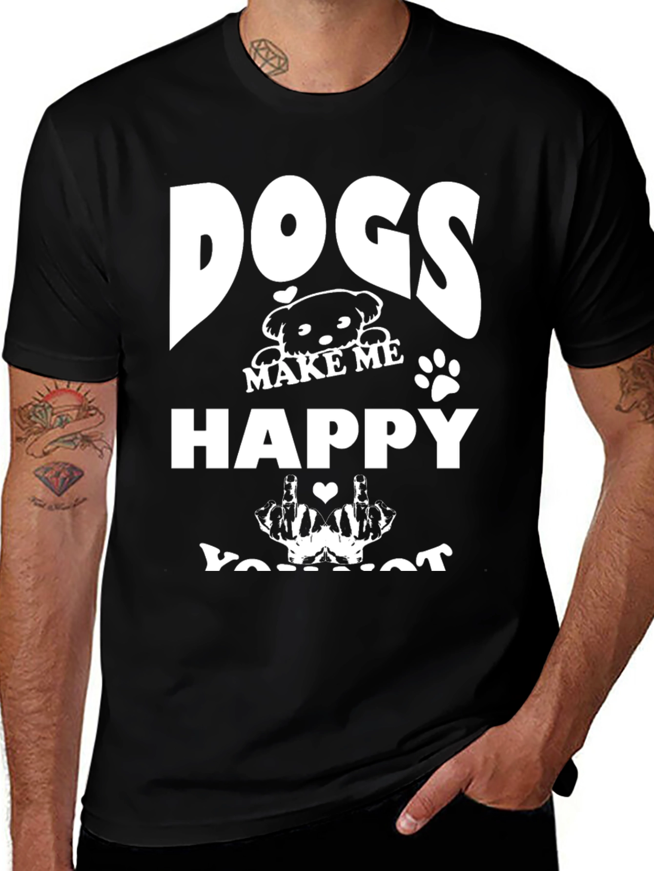 Dogs Make Me Happy Funny Graphic Tee
