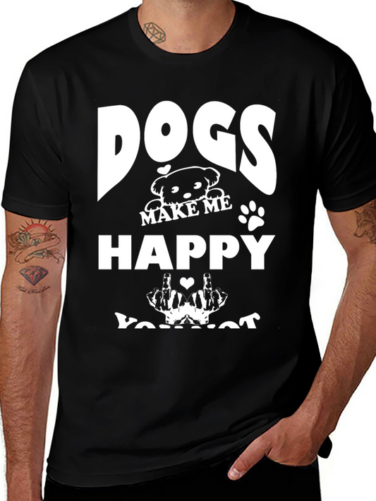 Dogs Make Me Happy Funny Graphic Tee