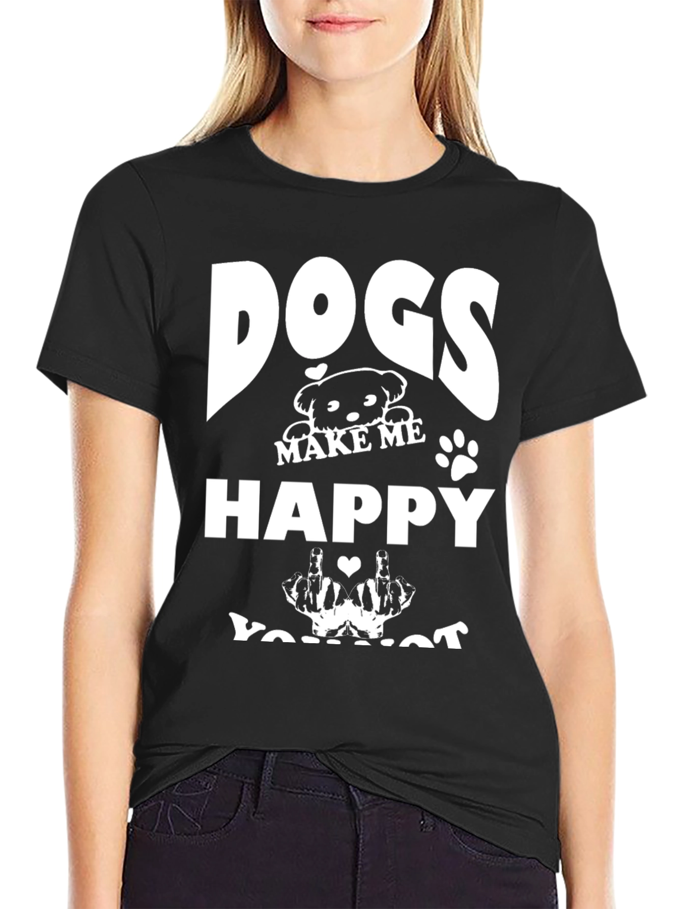 Dogs Make Me Happy Funny Graphic Tee