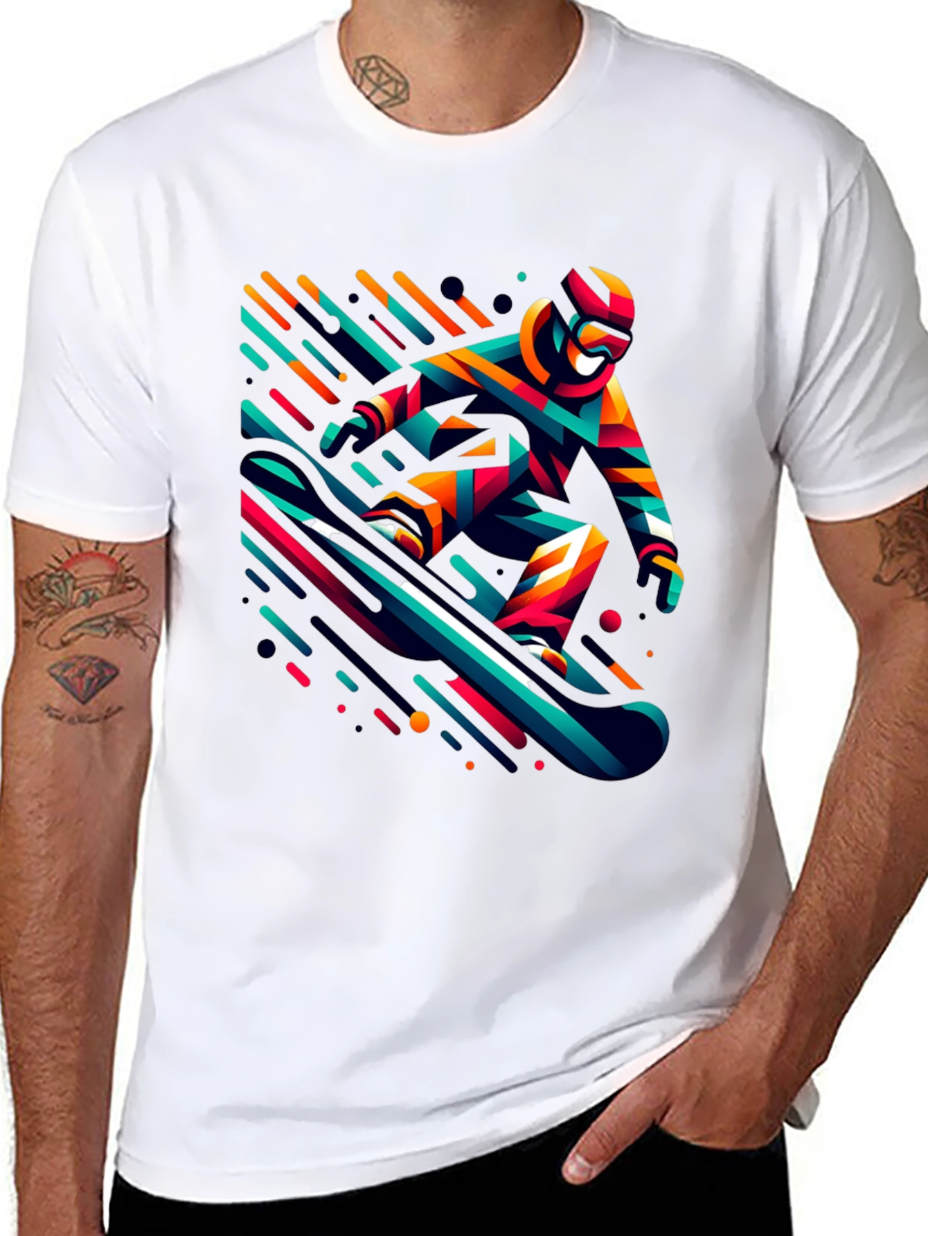 Cool Snowboarder Graphic Black T-Shirt