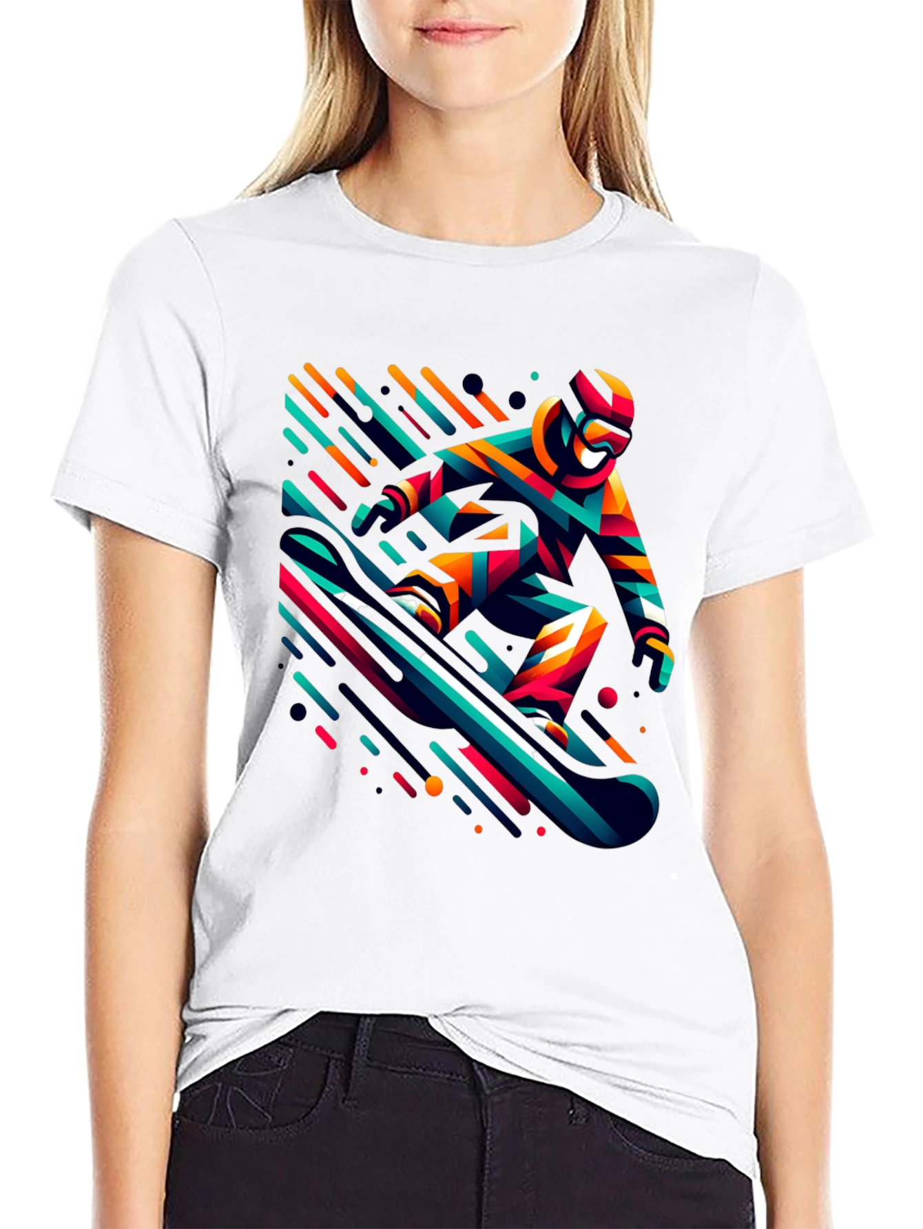 Cool Snowboarder Graphic Black T-Shirt