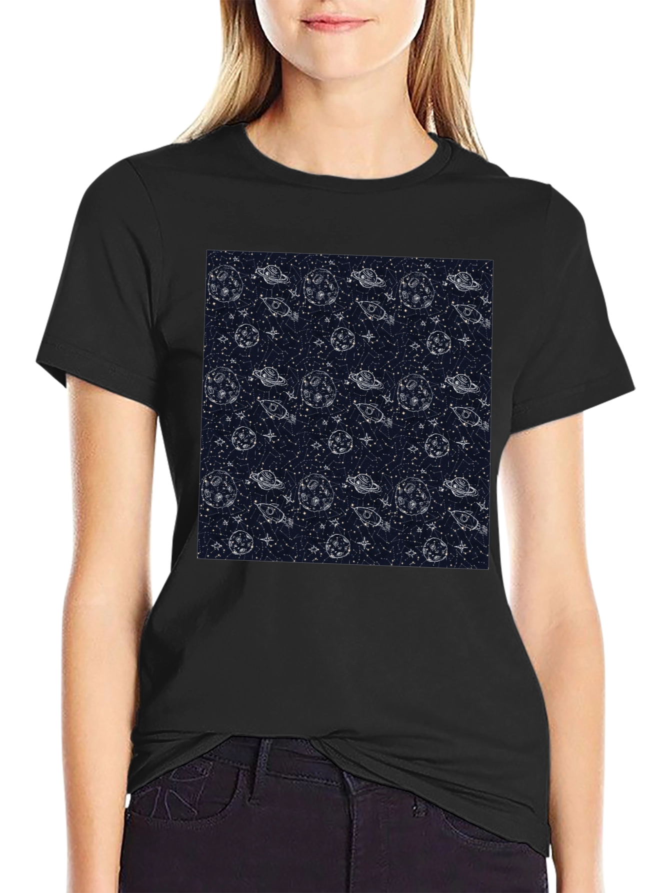 Space Pattern Crew Neck T-Shirt