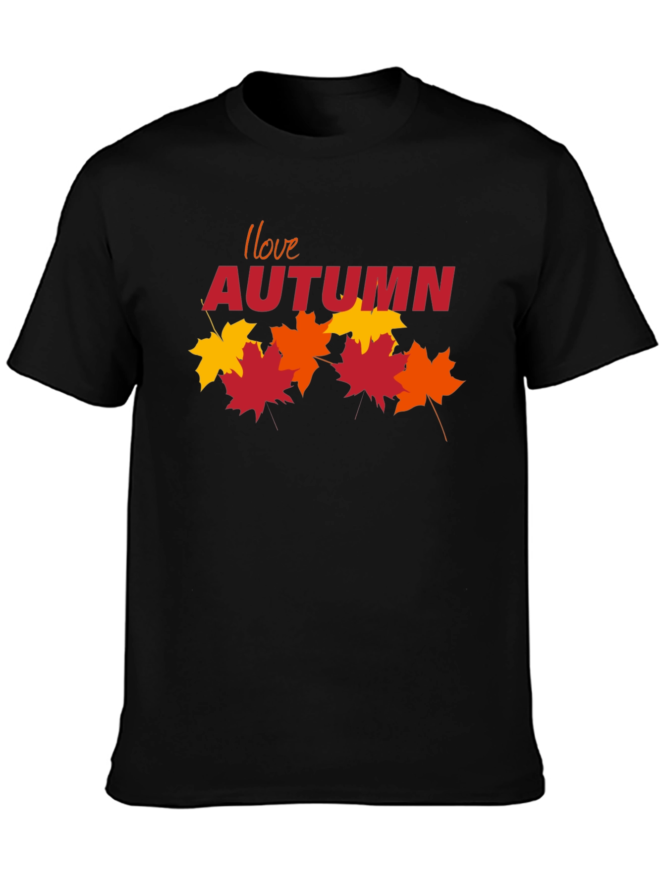 I Love Autumn Black T-Shirt