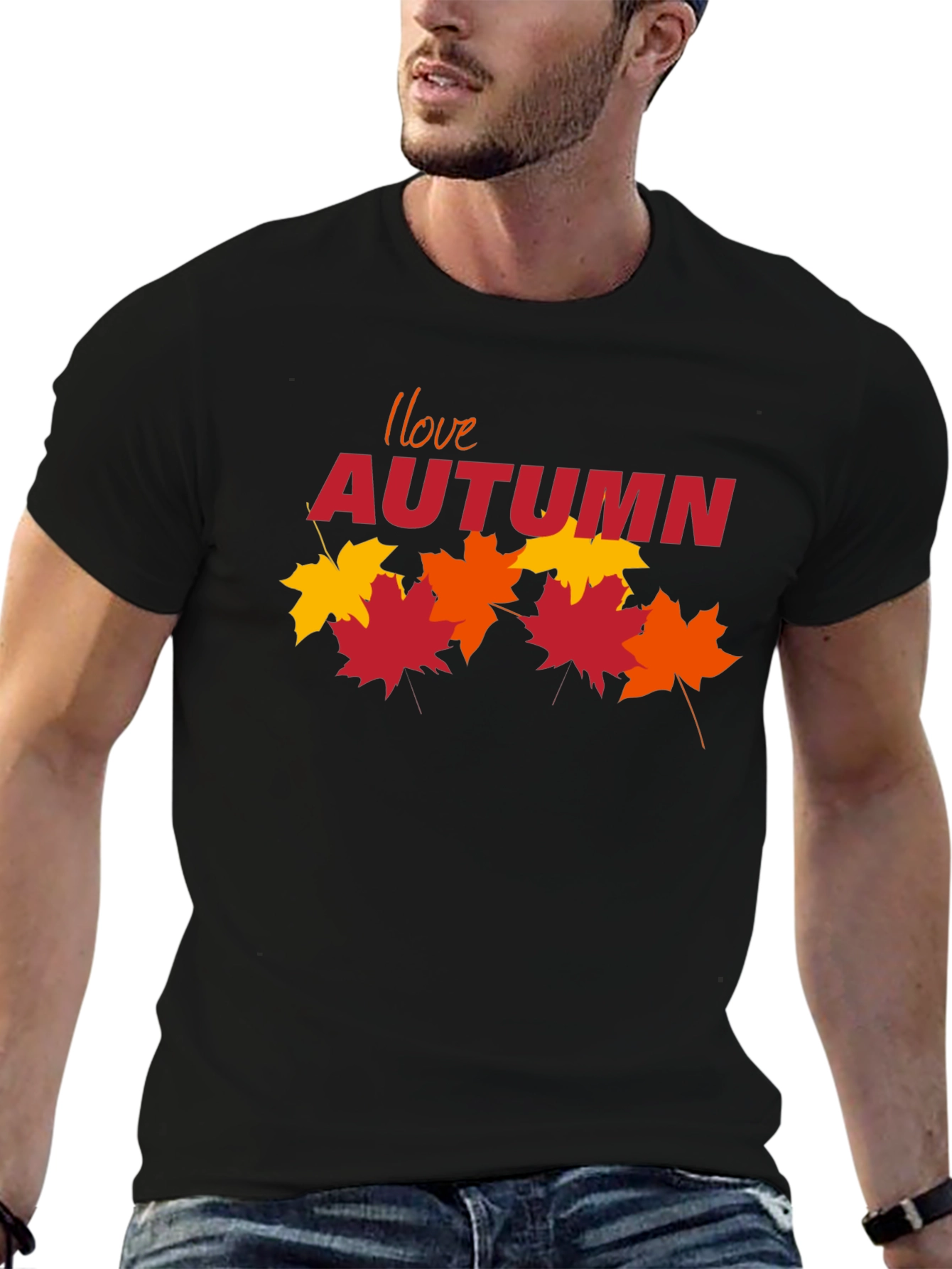 I Love Autumn Black T-Shirt