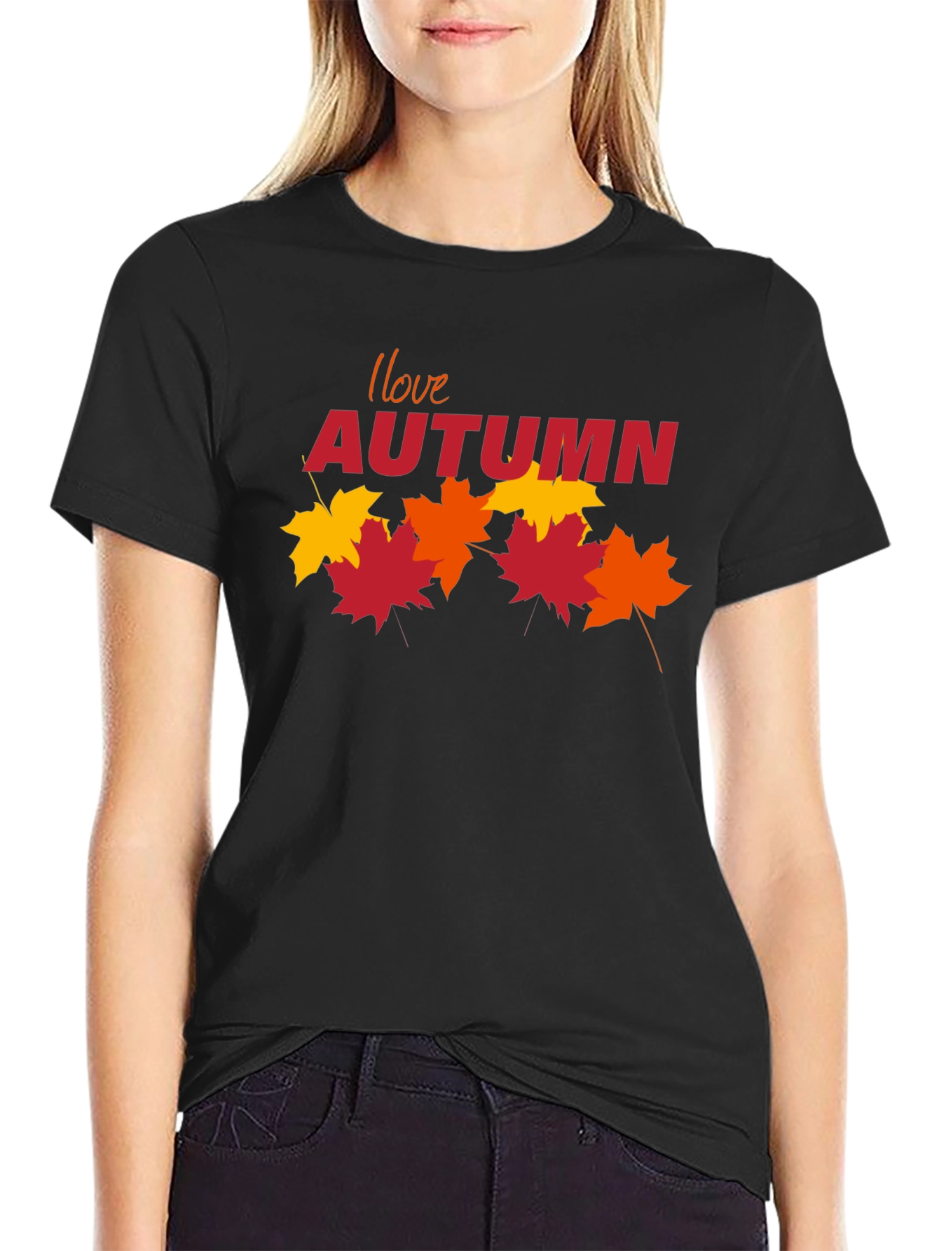 I Love Autumn Black T-Shirt
