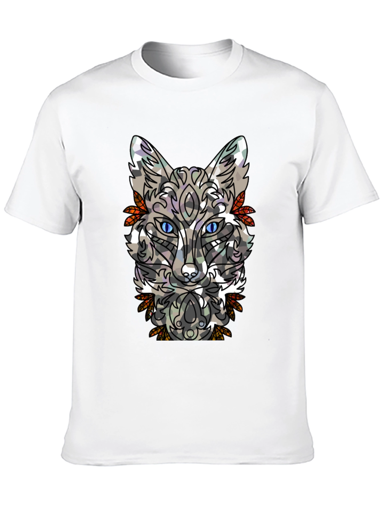 Abstract Fox Graphic Mens Black T-Shirt