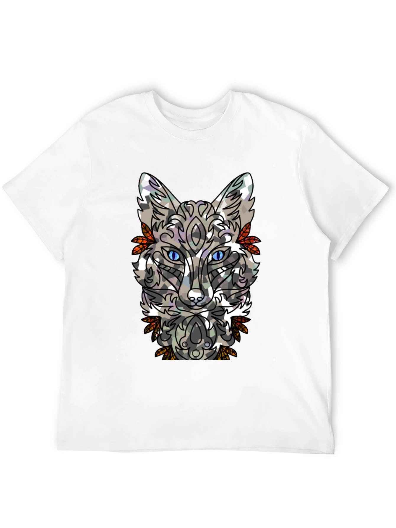 Abstract Fox Graphic Mens Black T-Shirt