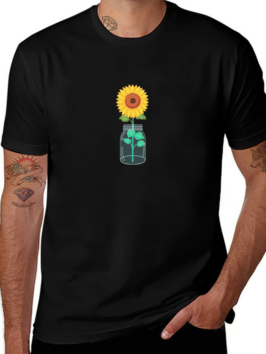 Sunflower in Jar Graphic Tee - Black