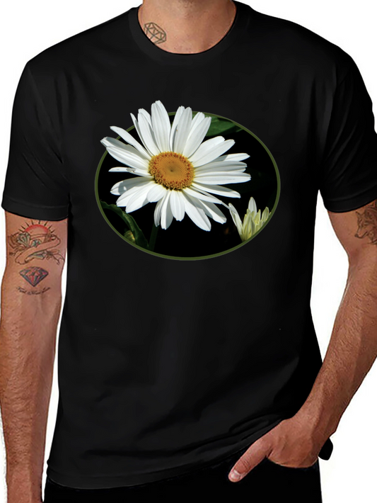 Daisy Flower Graphic Tee - Casual Black T-Shirt