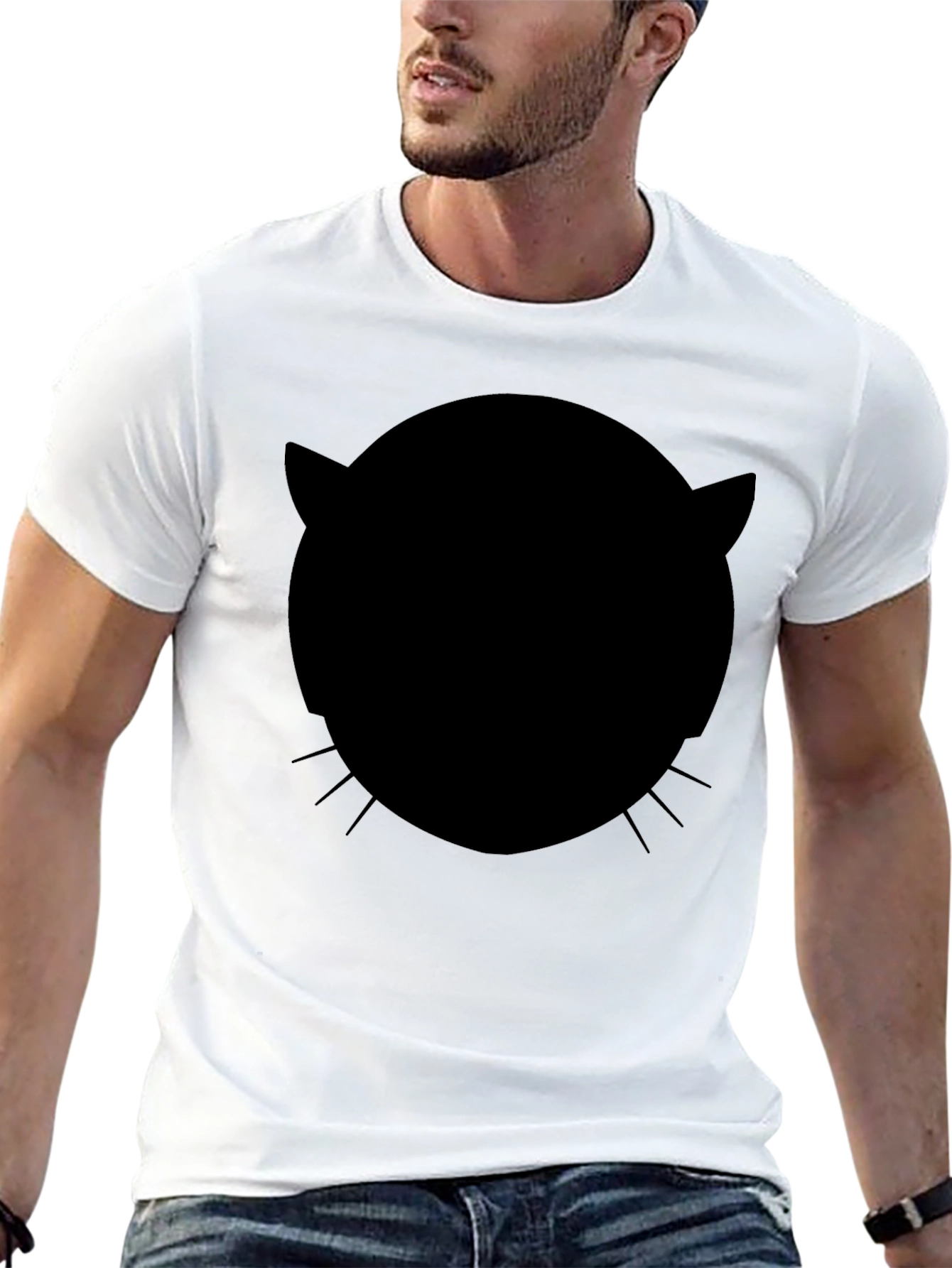 Mystery Cat Silhouette Black T-Shirt
