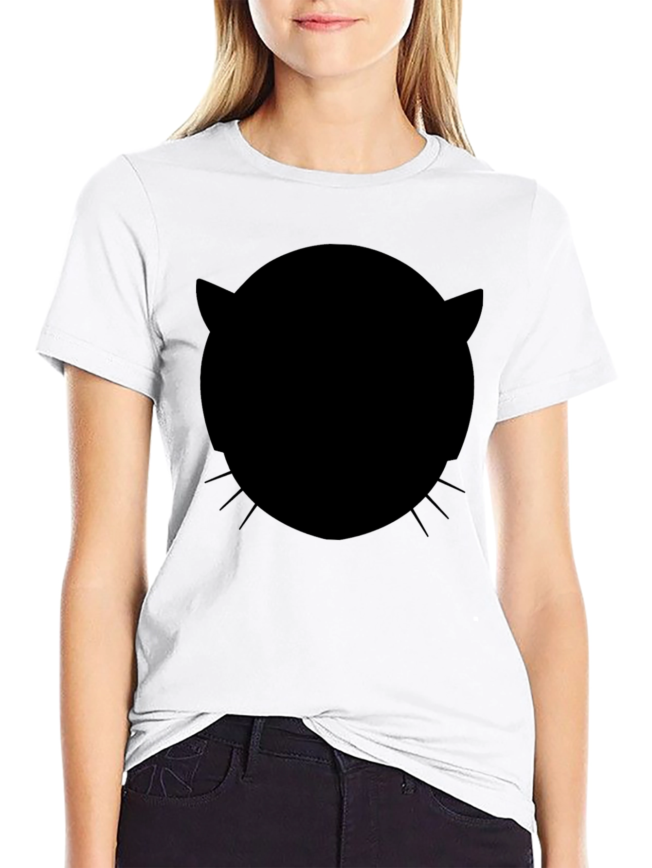Mystery Cat Silhouette Black T-Shirt